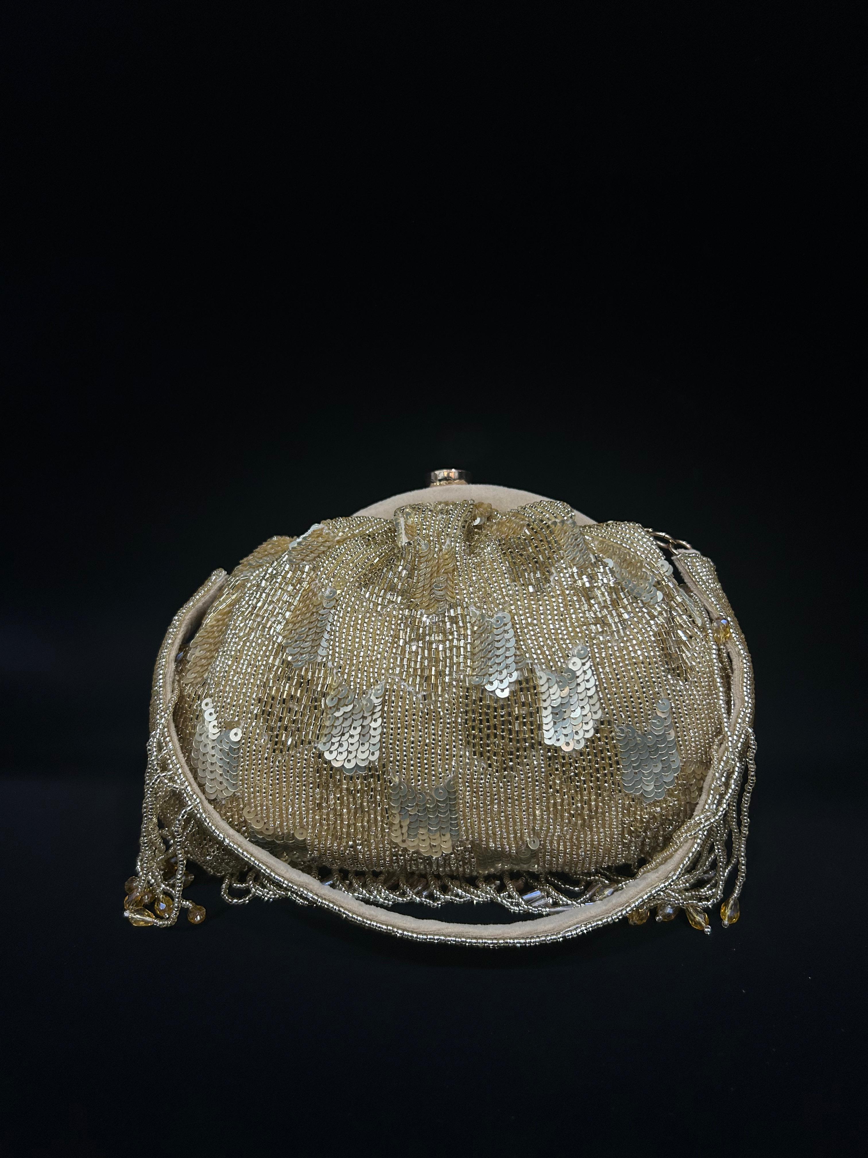 Golden Hour Sequin Beaded Dome Clutch