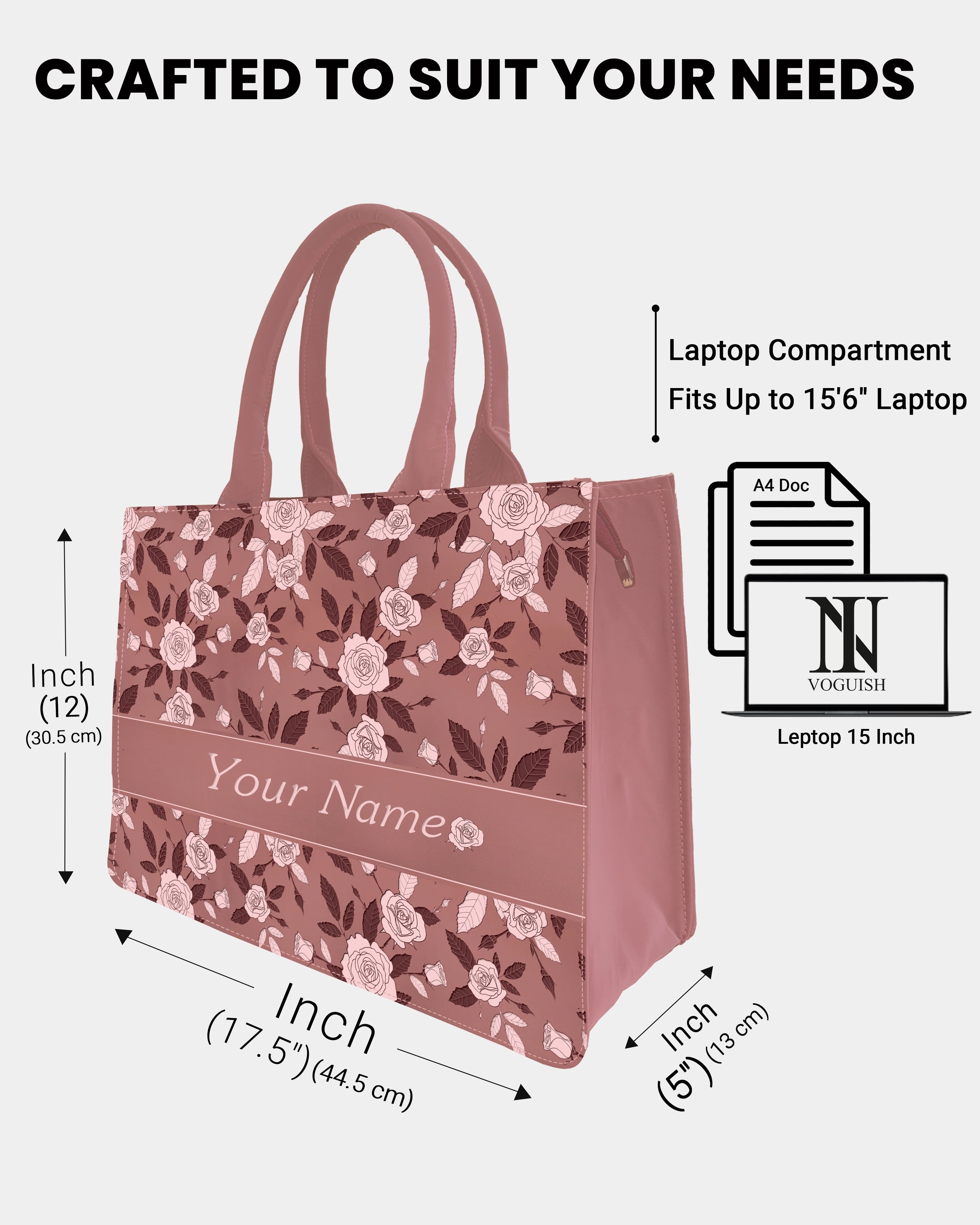 Dusky Rose Floral Designer Customized Tote Bag