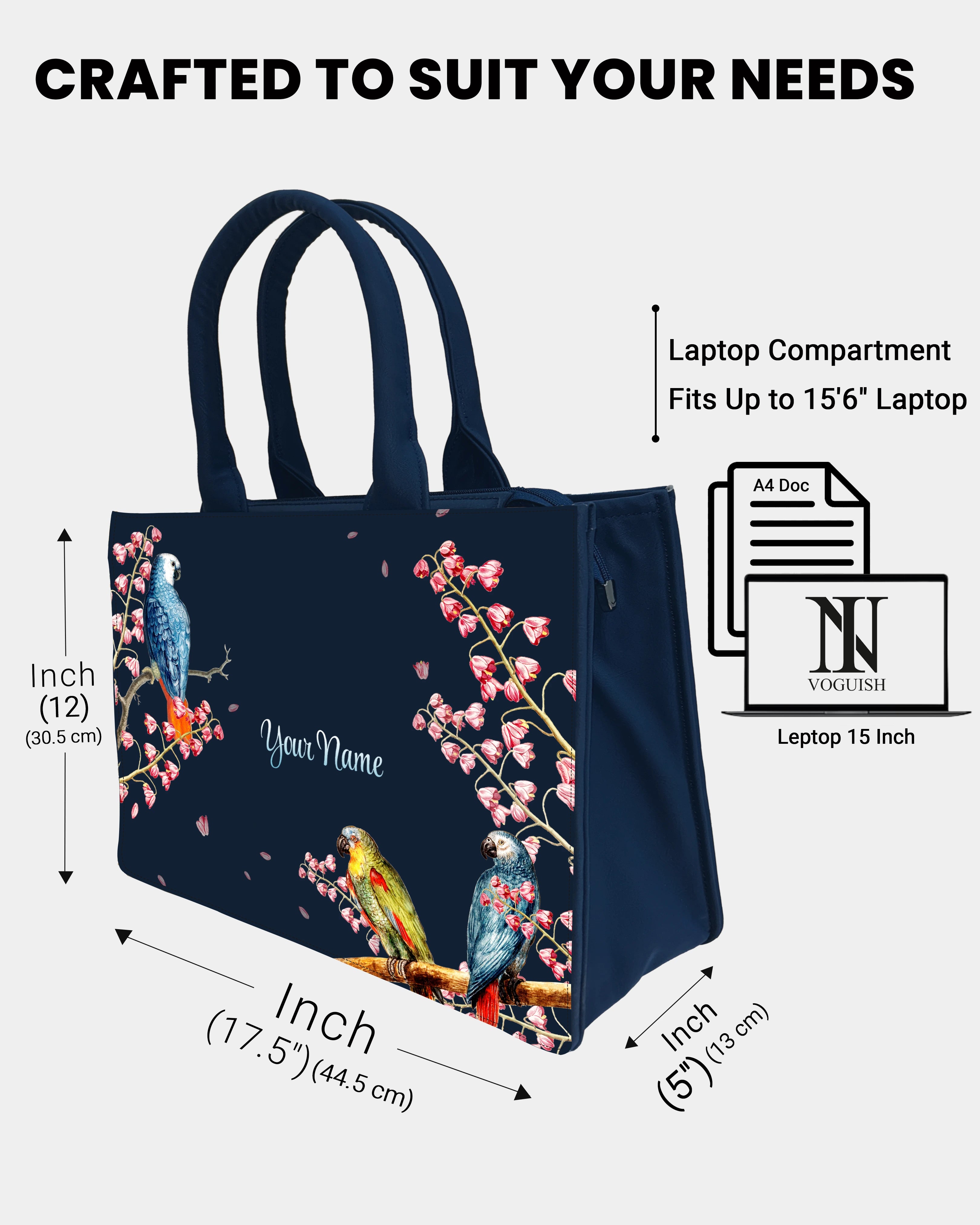 colorful parrot Embossed Customized Tote Bag