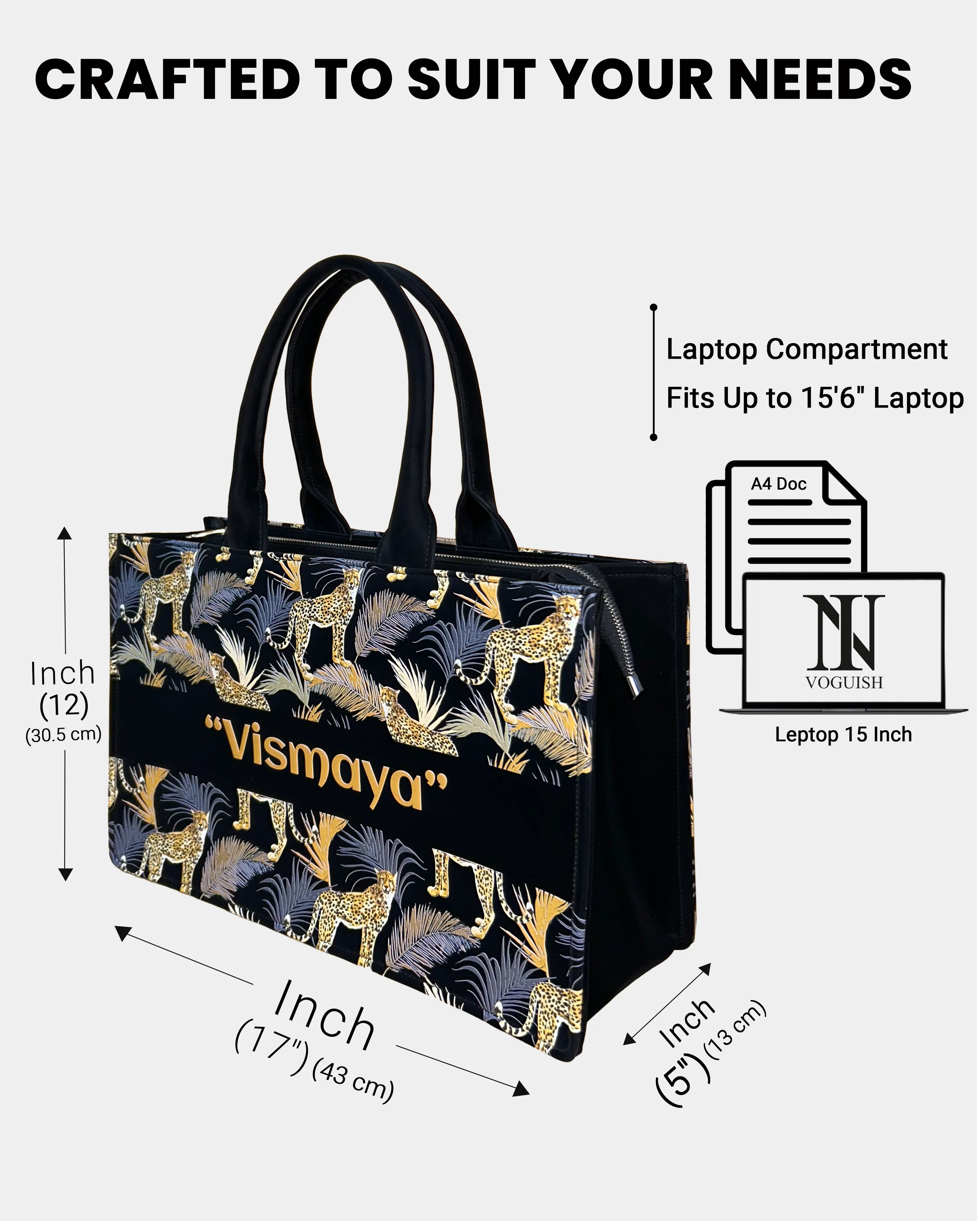 Customized Tote Bag Designed with Marine Pattern Background And Leopard Palms