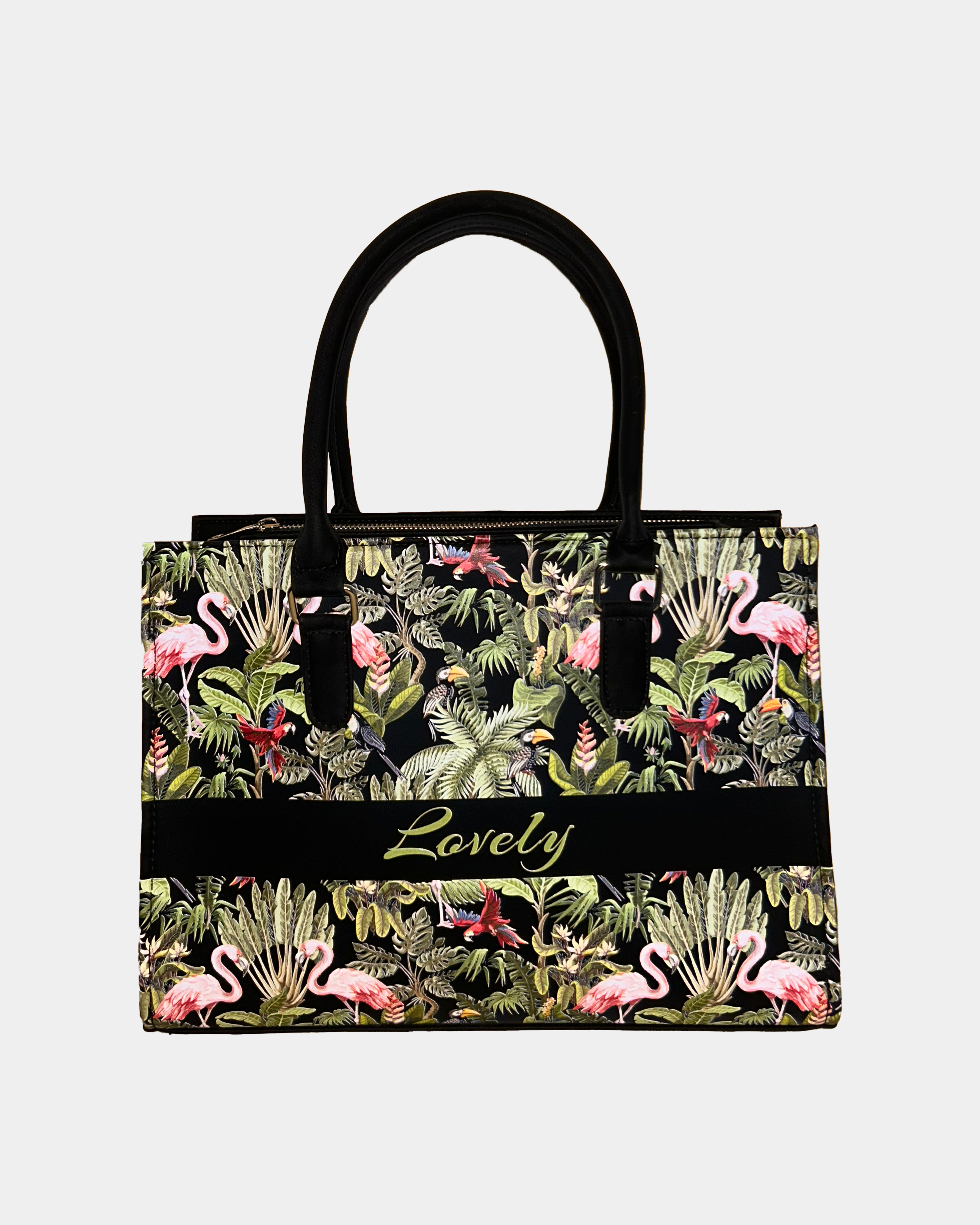 Flamingo And Colorful Parrot Designer Sling Tote