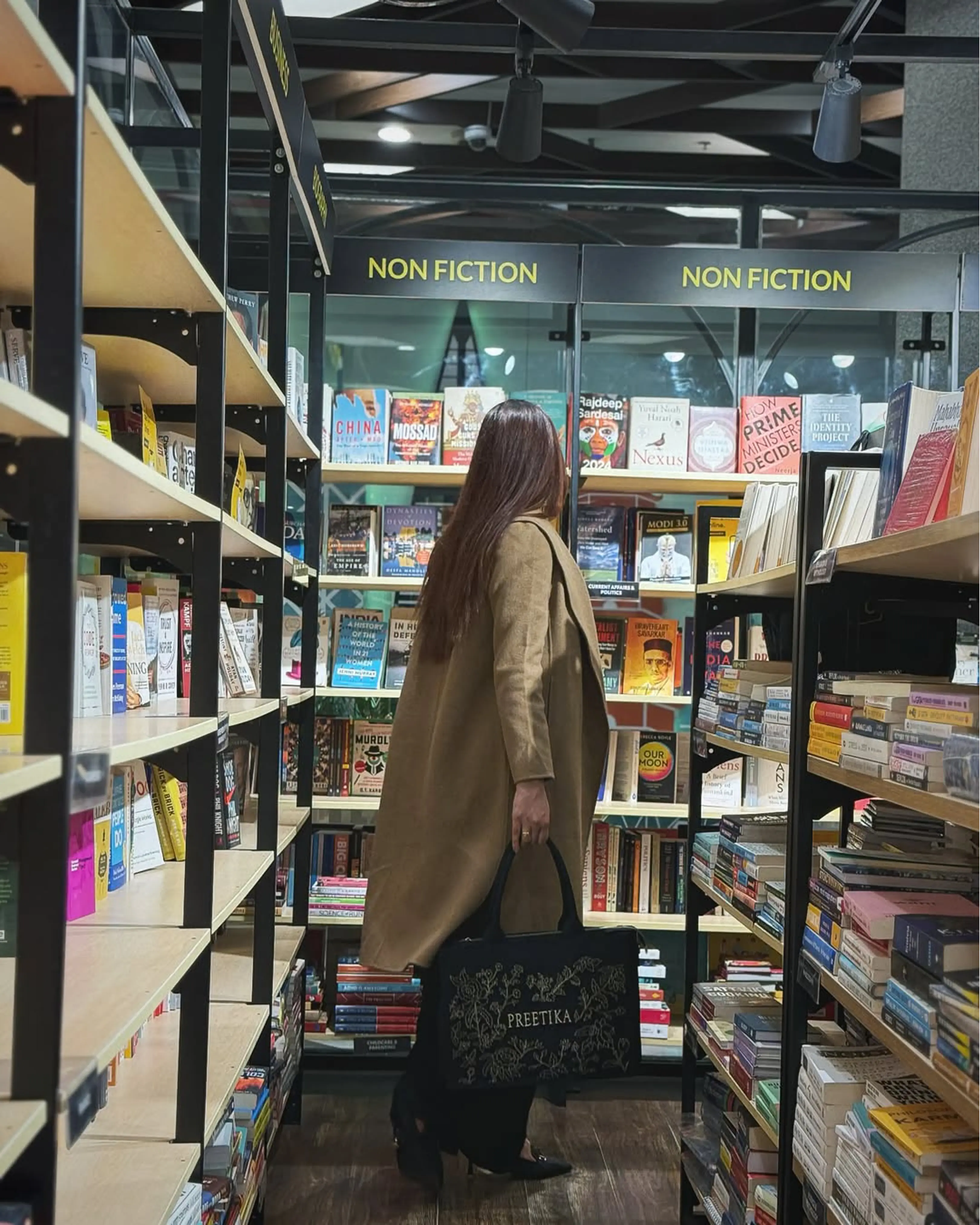 Golden Bloom Embroidered Denim Tote