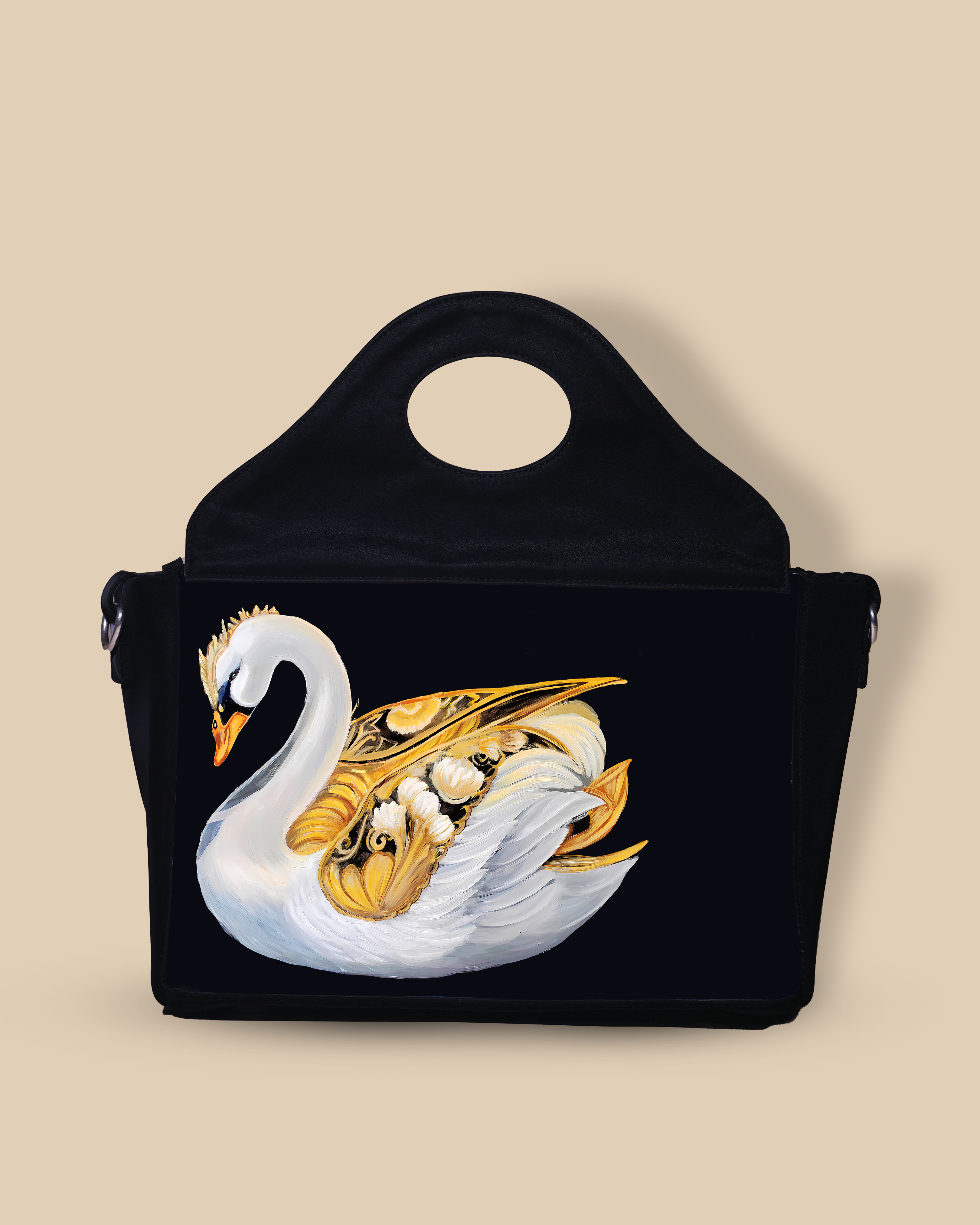 Customized Sling Purse Designed With Swans Birds Pattern