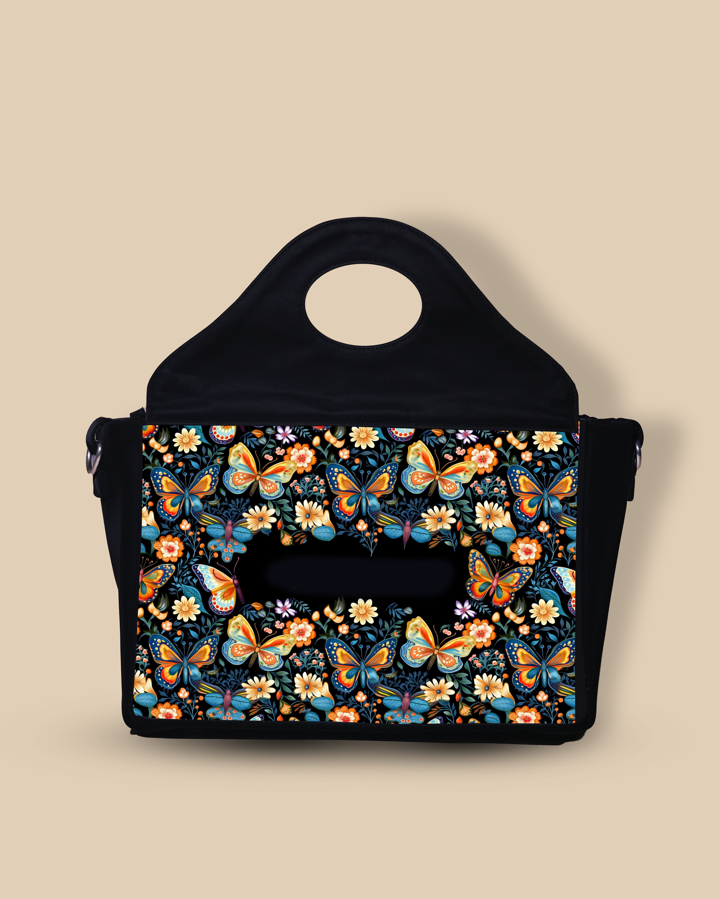 Customized Sling Purse Designed With Blossom Colorful Butterflies