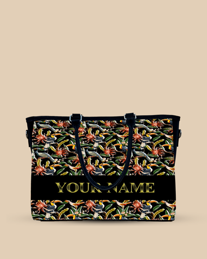 Hornbill, Carens Birds And Tropical Flowers Oversized Tote