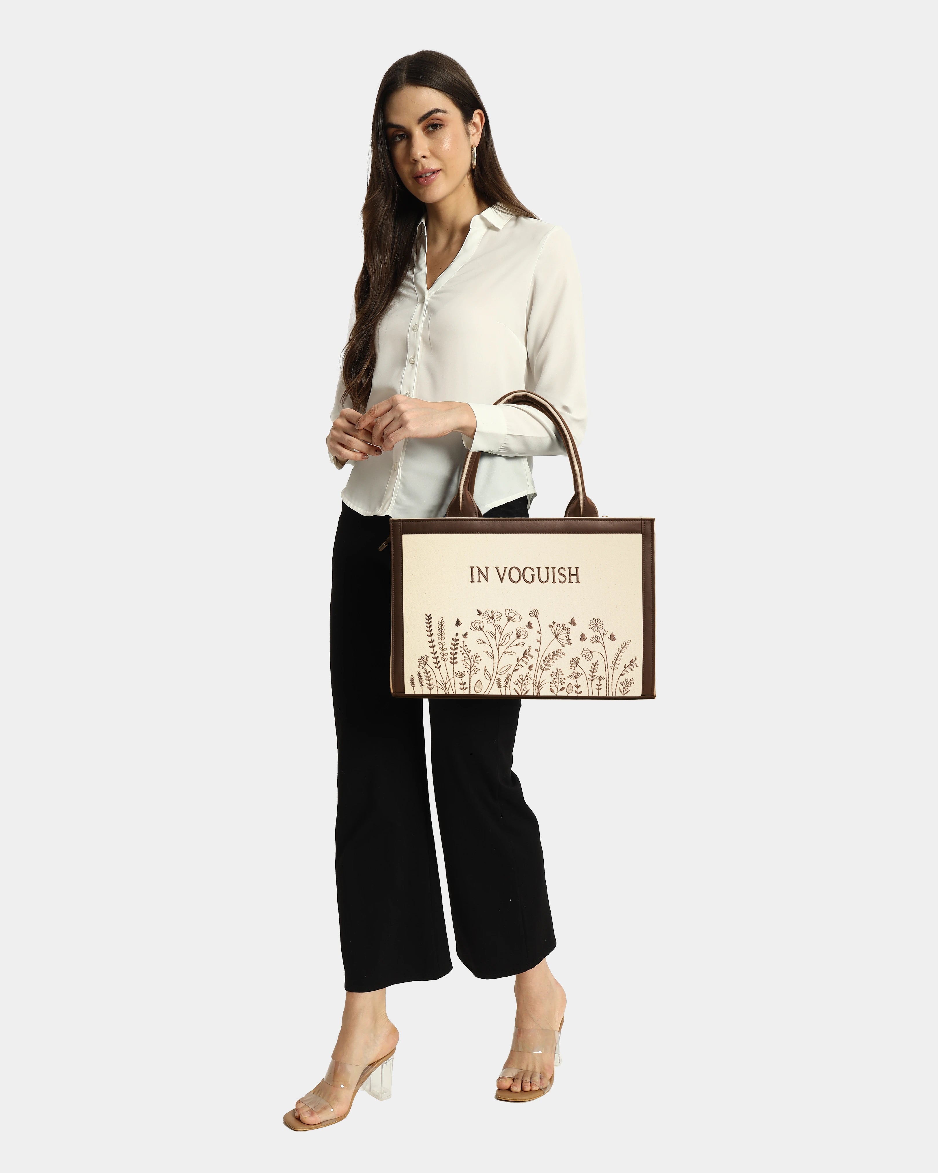 In Voguish Garden Whispers Embroidered Handbag