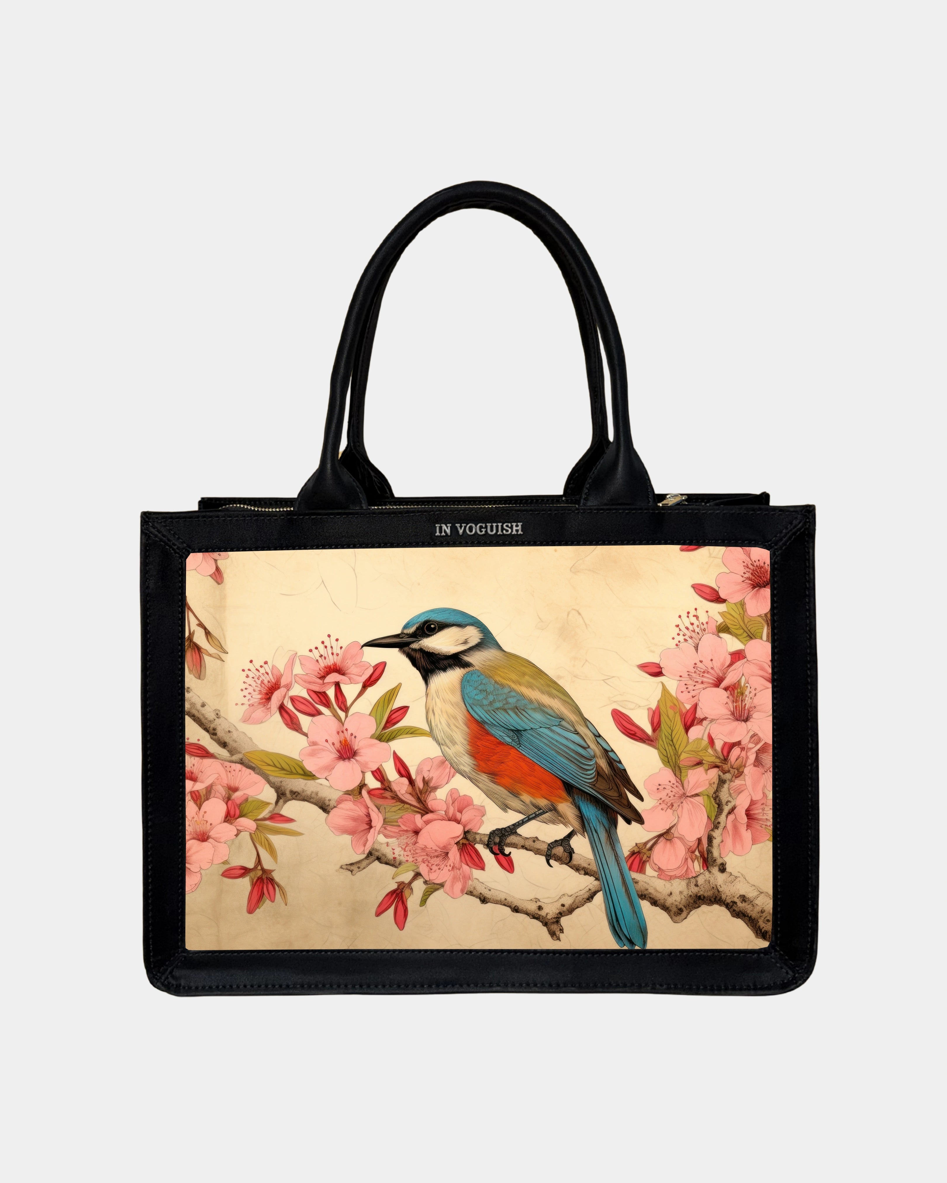Voguish Blossom Bird Luxe Tote Bag