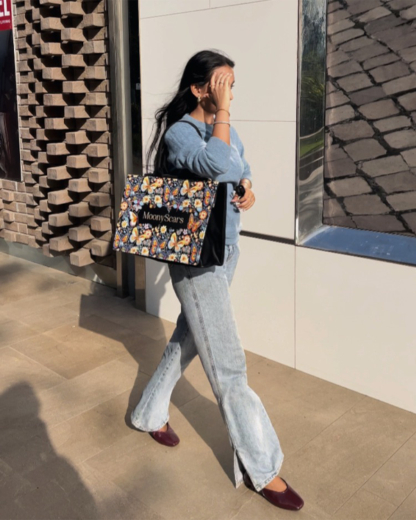 Customized Tote Bag Designed With Blossom Colourfull Butterflies