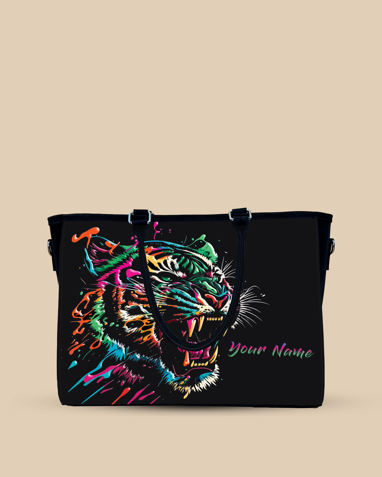 Colorful Roaring Bangal Tiger Oversized Tote