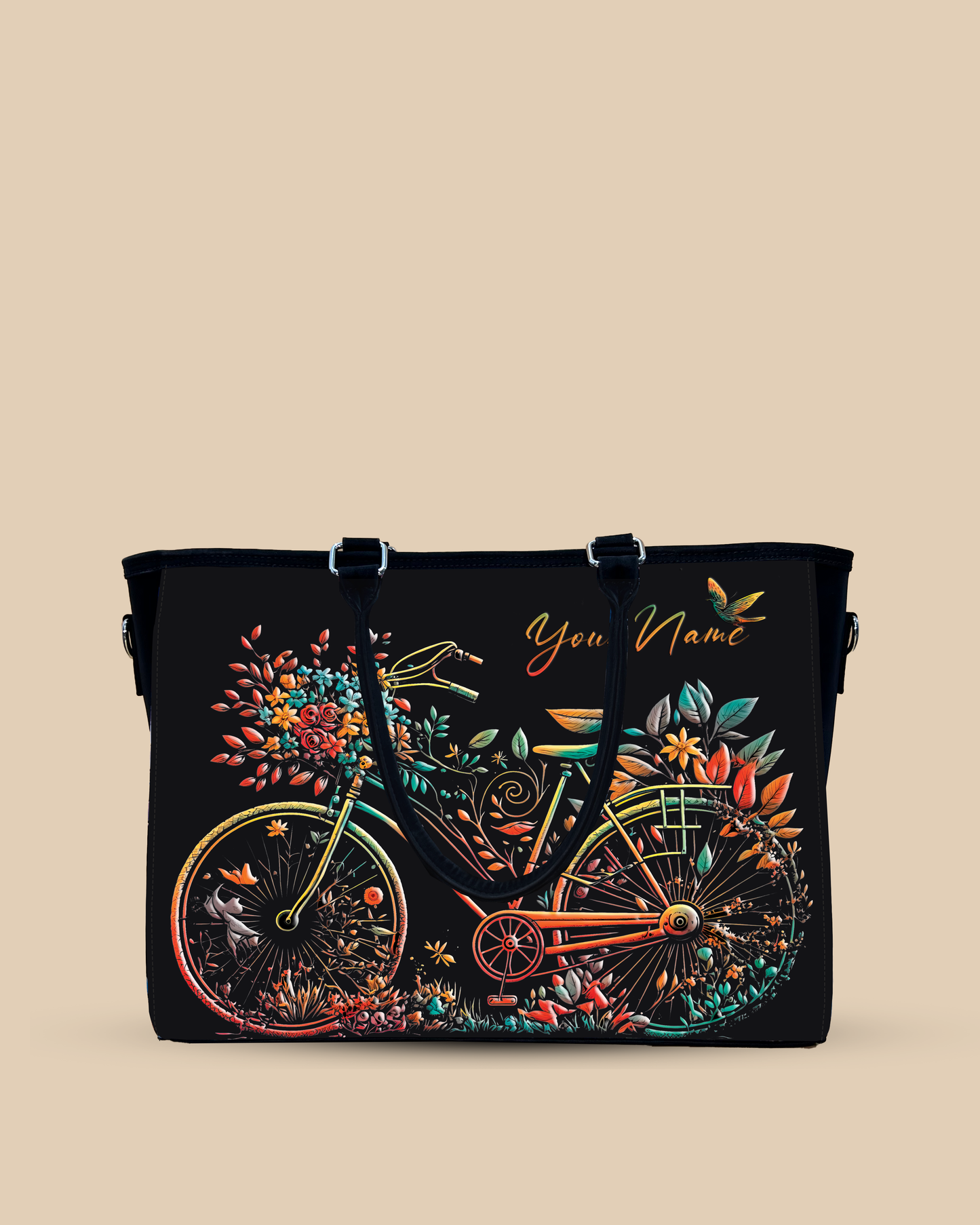 Growing Nature On Colorful Bicycle Oversized Tote