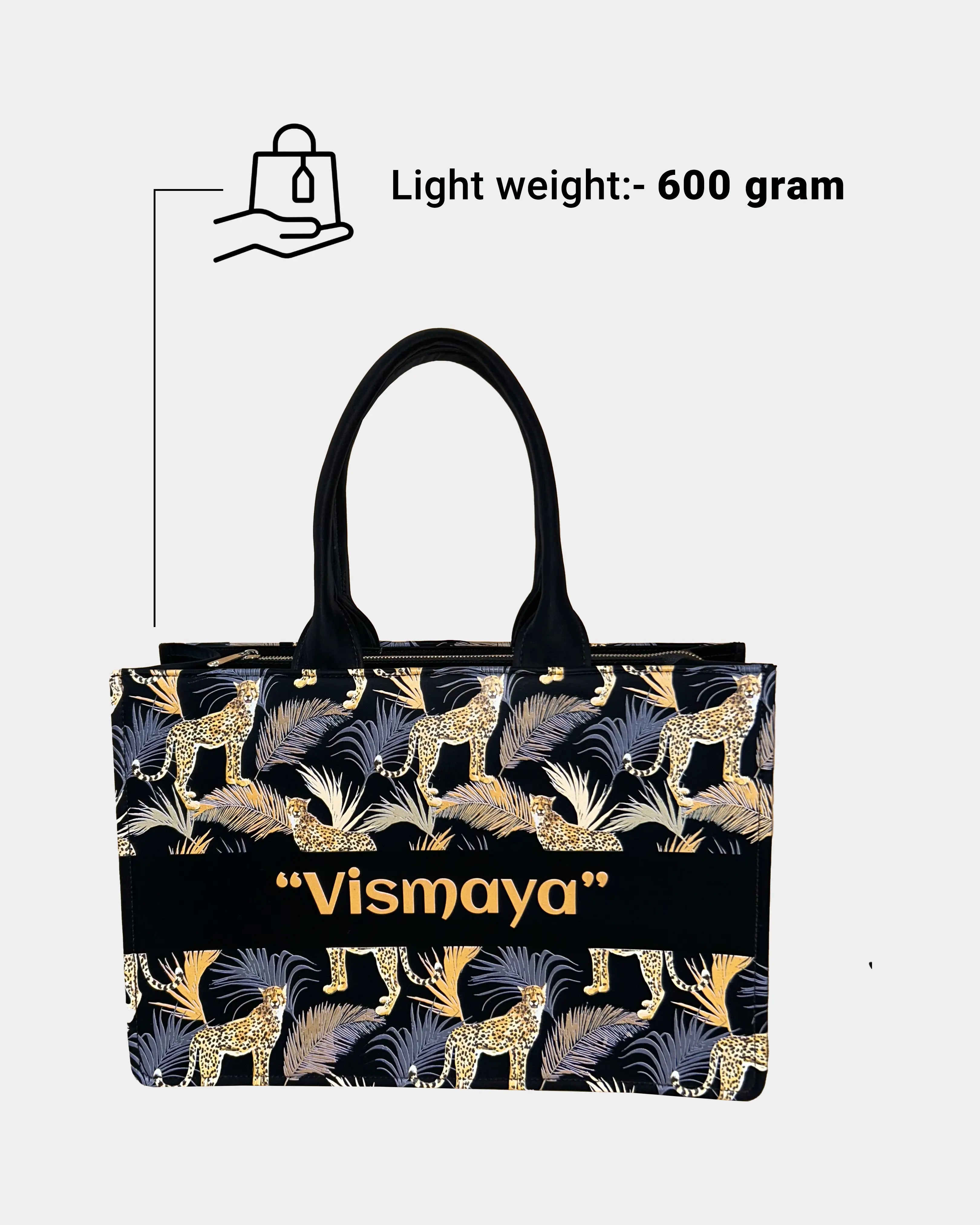 Customized Tote Bag Designed with Marine Pattern Background And Leopard Palms