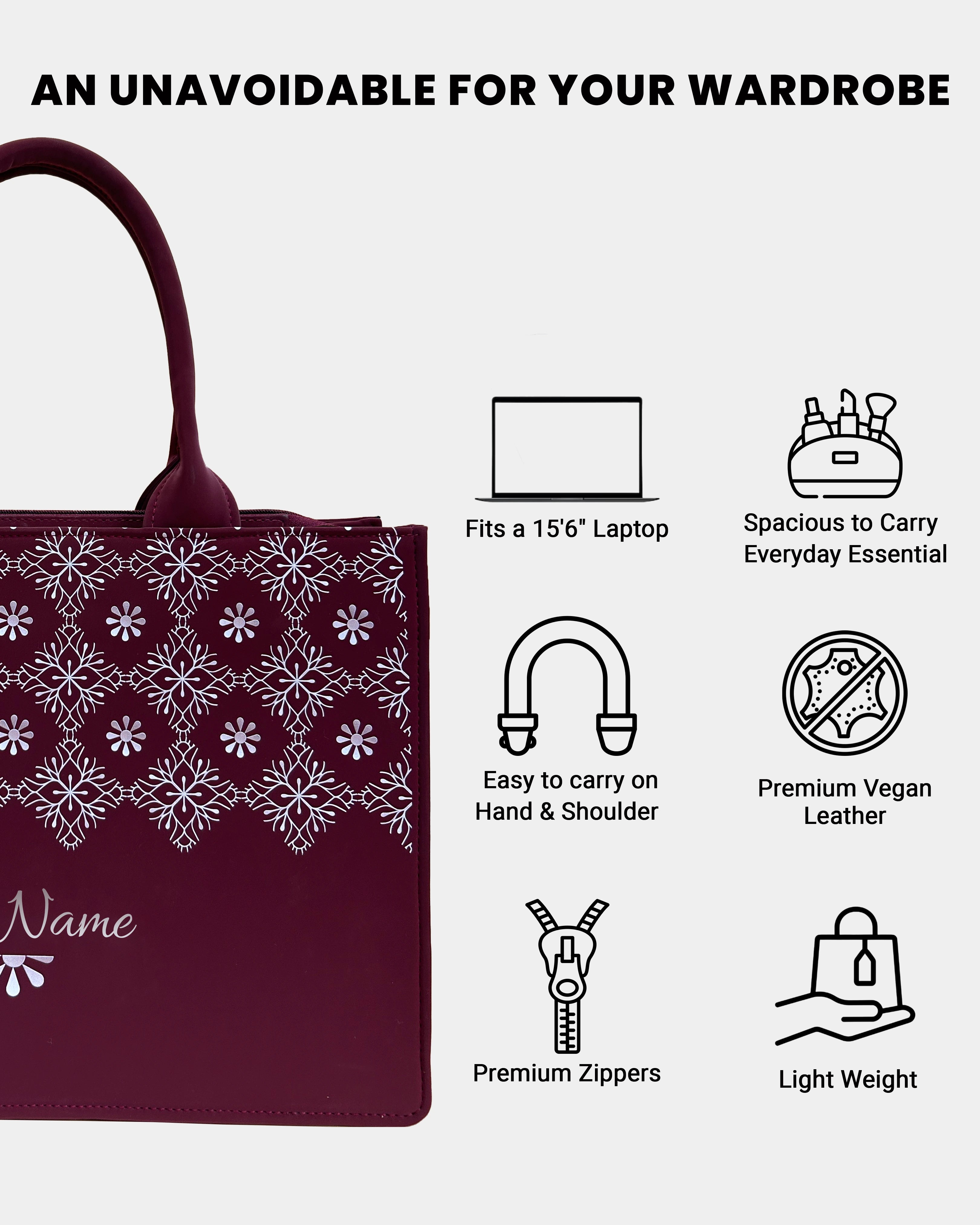 Cultural Wine Elegance Embossed Customized Tote Bag