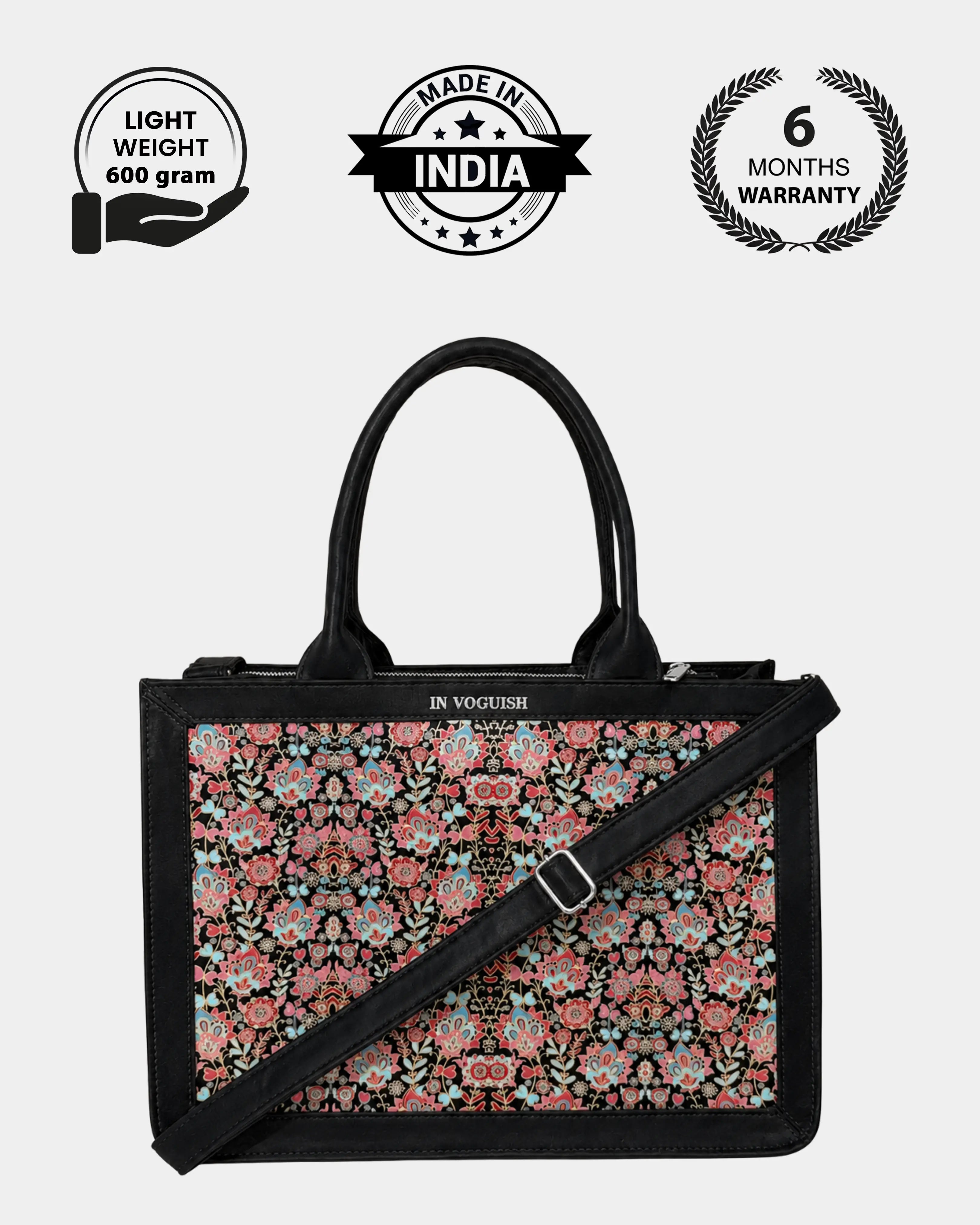 Voguish Floral Luxe 3D Embossed Tote Bag ā Premium Italian Vegan Leather