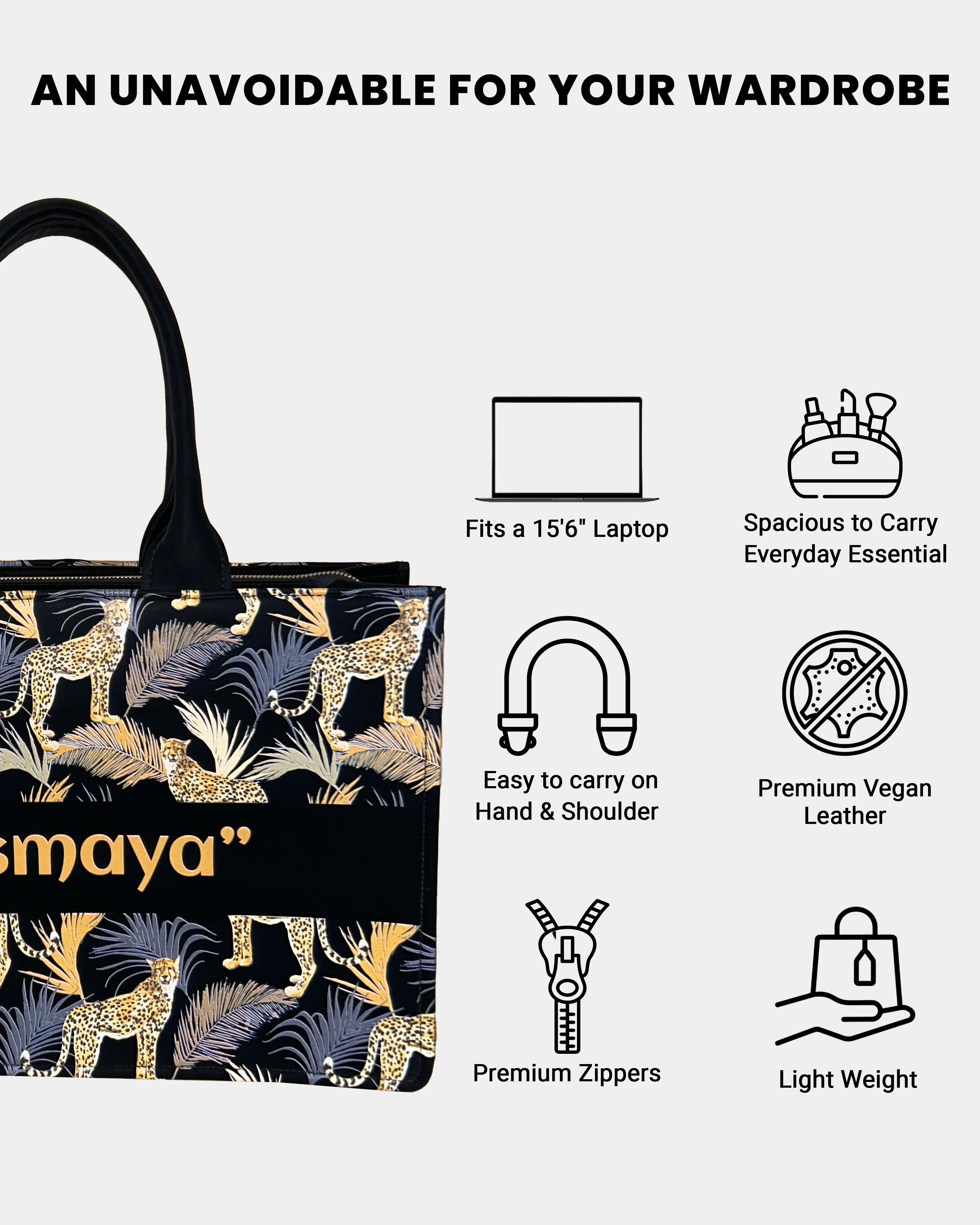 Customized Tote Bag Designed with Marine Pattern Background And Leopard Palms