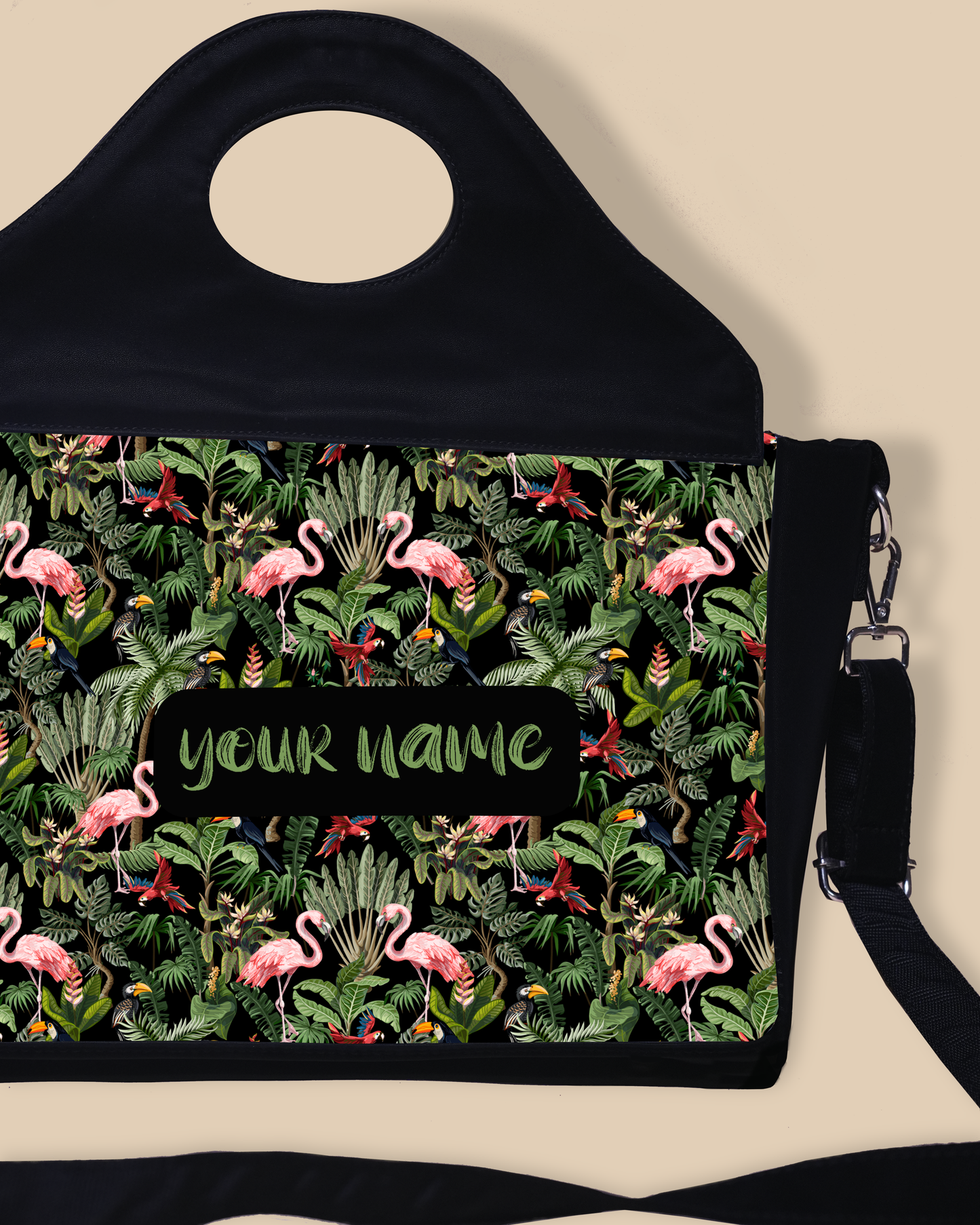 Customized Sling Purse Designed with Flamingo And Colorful Parrot