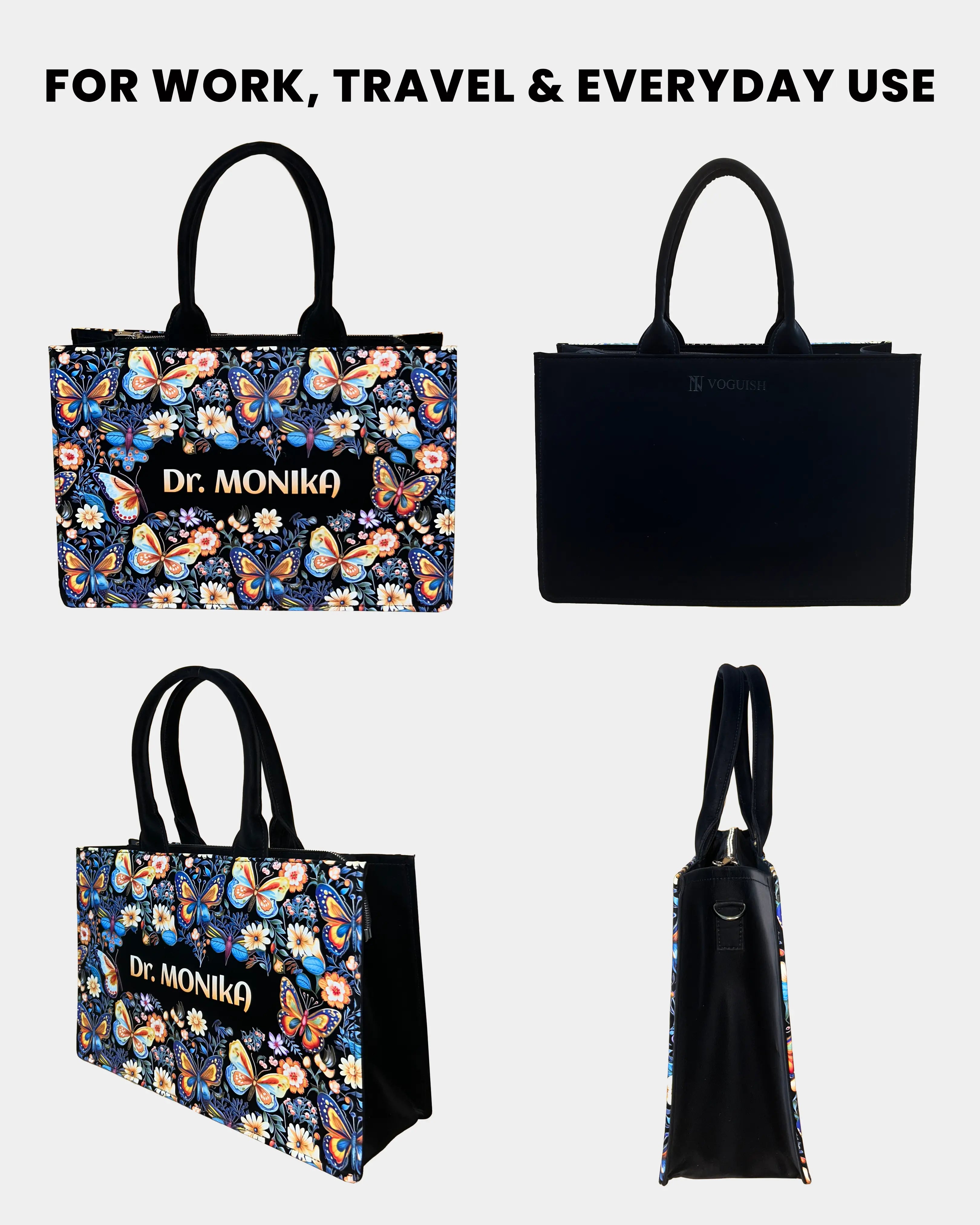 Customized Tote Bag Designed With Blossom Colourfull Butterflies