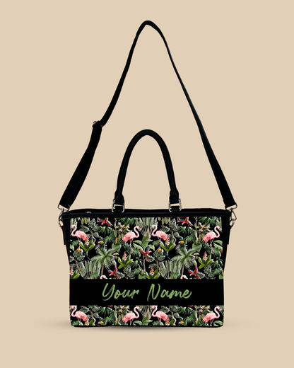 Flamingo And Colorful Parrot Oversized Tote