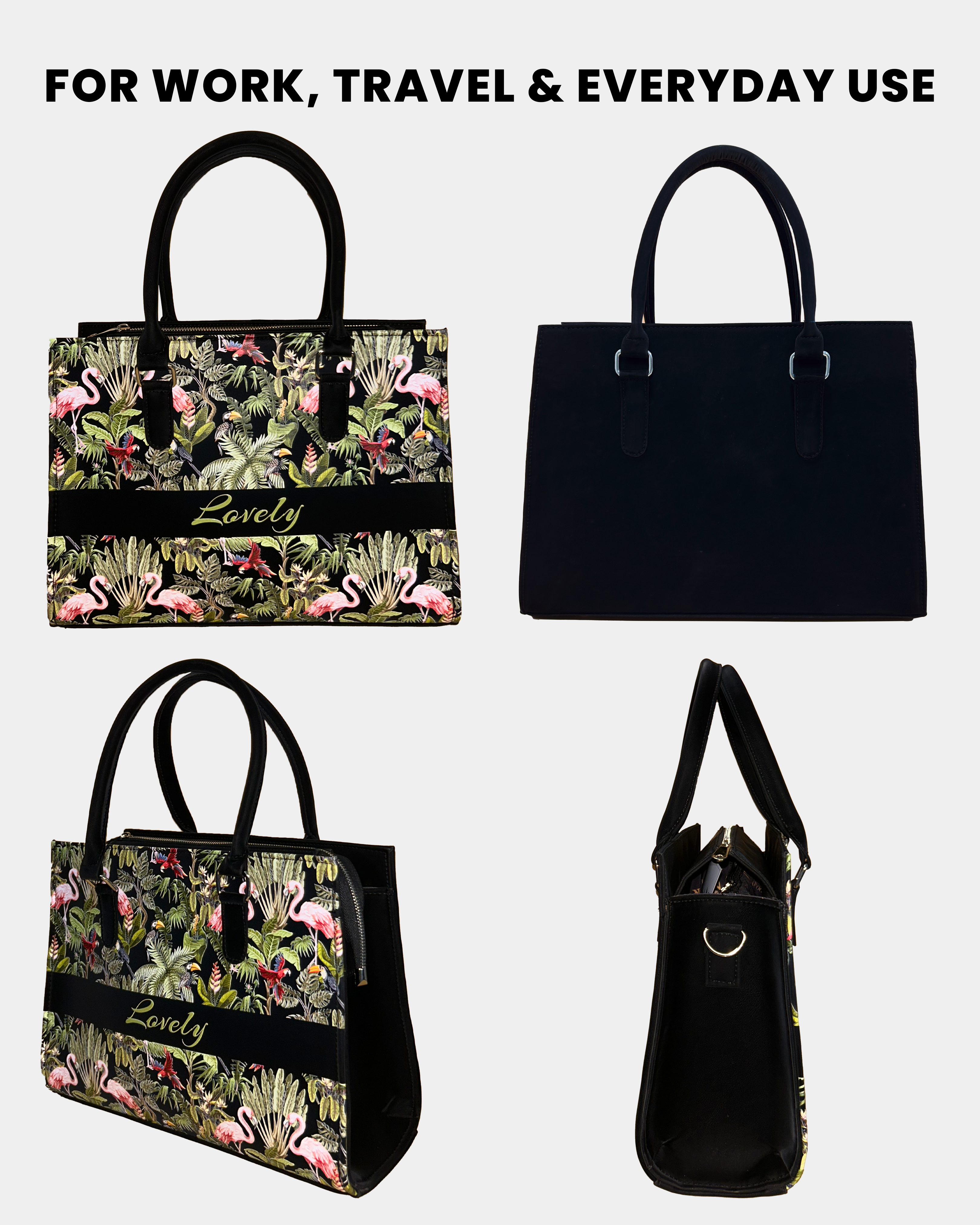 Flamingo And Colorful Parrot Designer Sling Tote