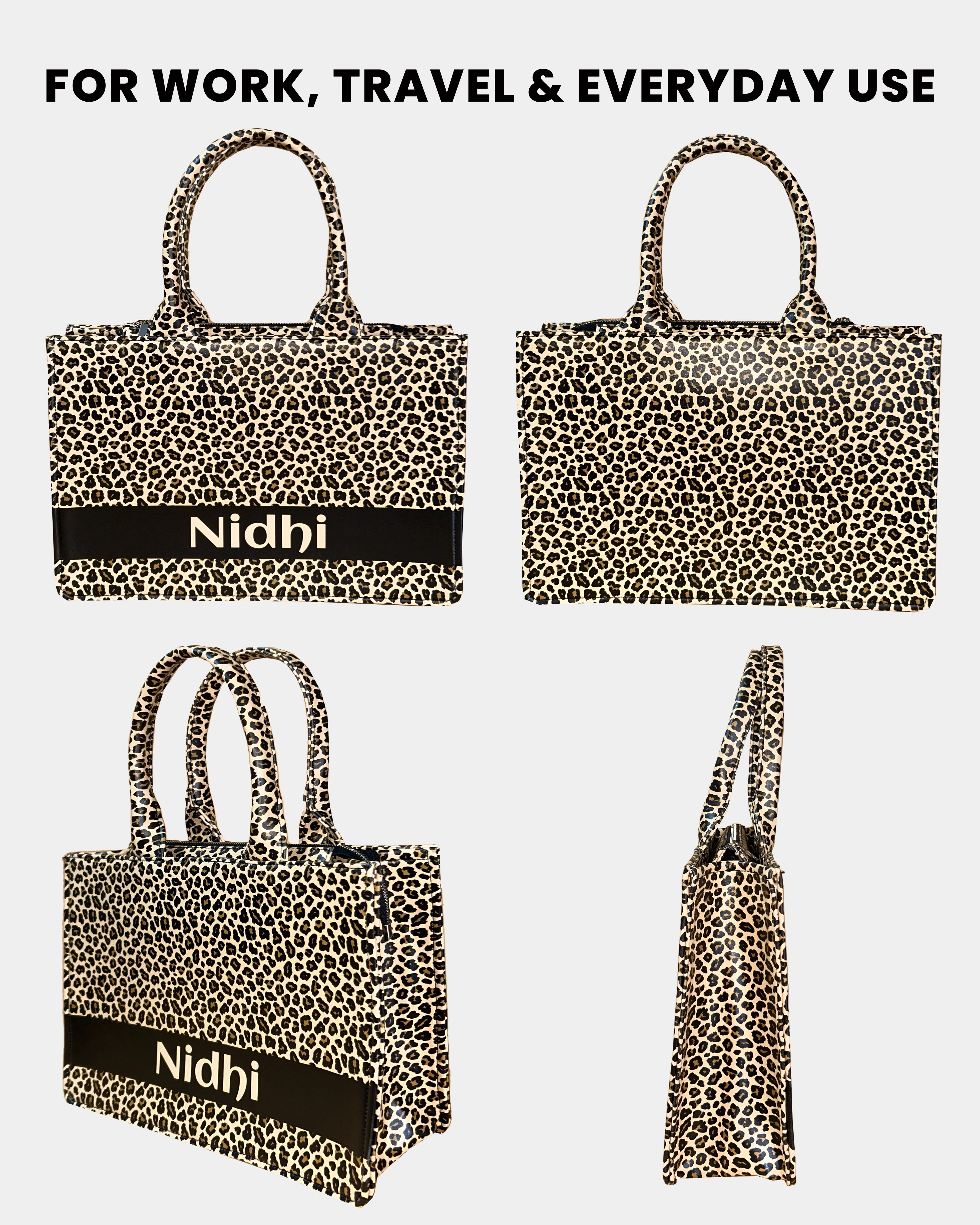 Customized Tote Bag Designed with Leopard Screen Pattern