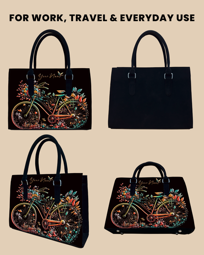 Growing Nature On Colorful Bicycle Designer Sling Tote