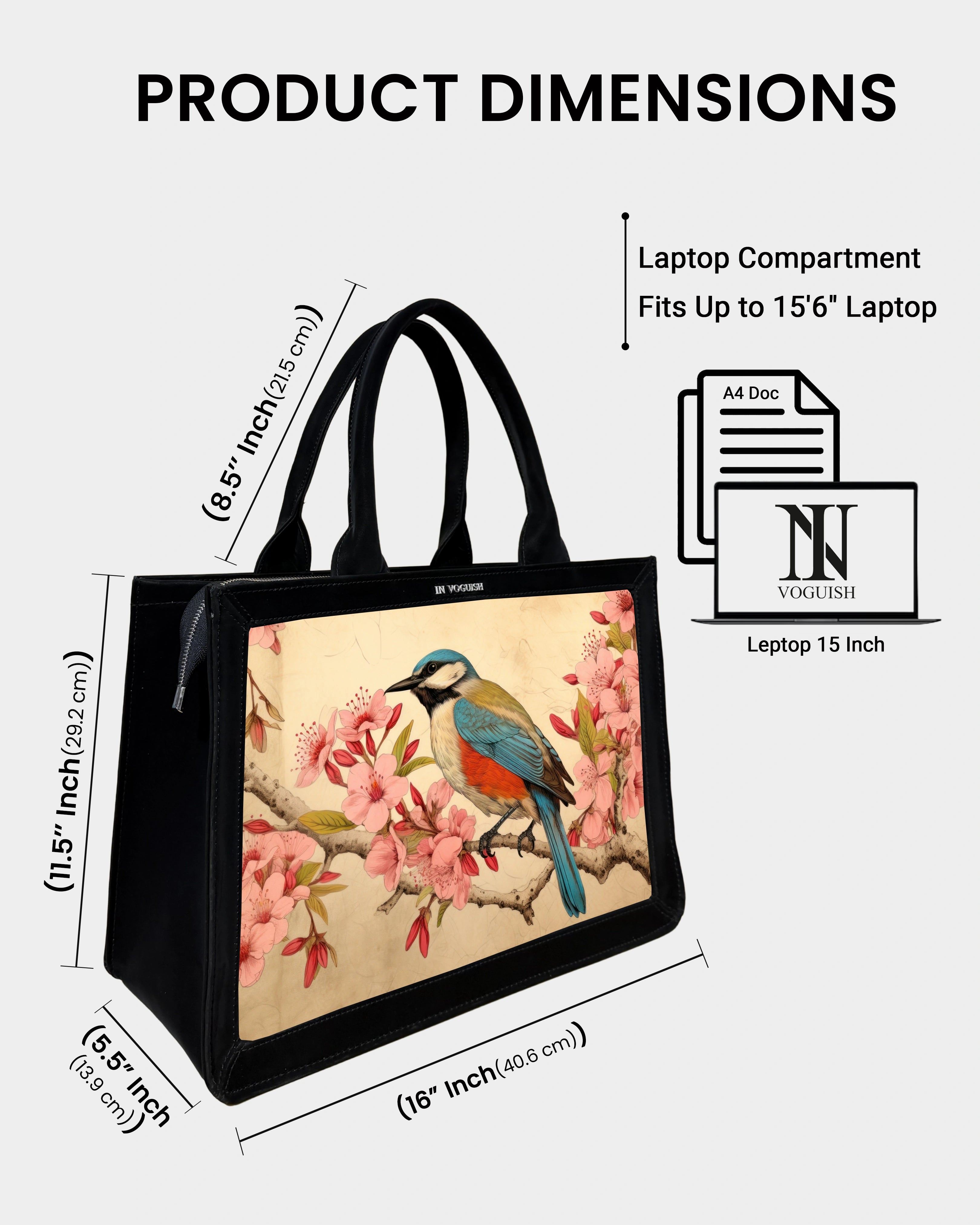 Voguish Blossom Bird Luxe Tote Bag