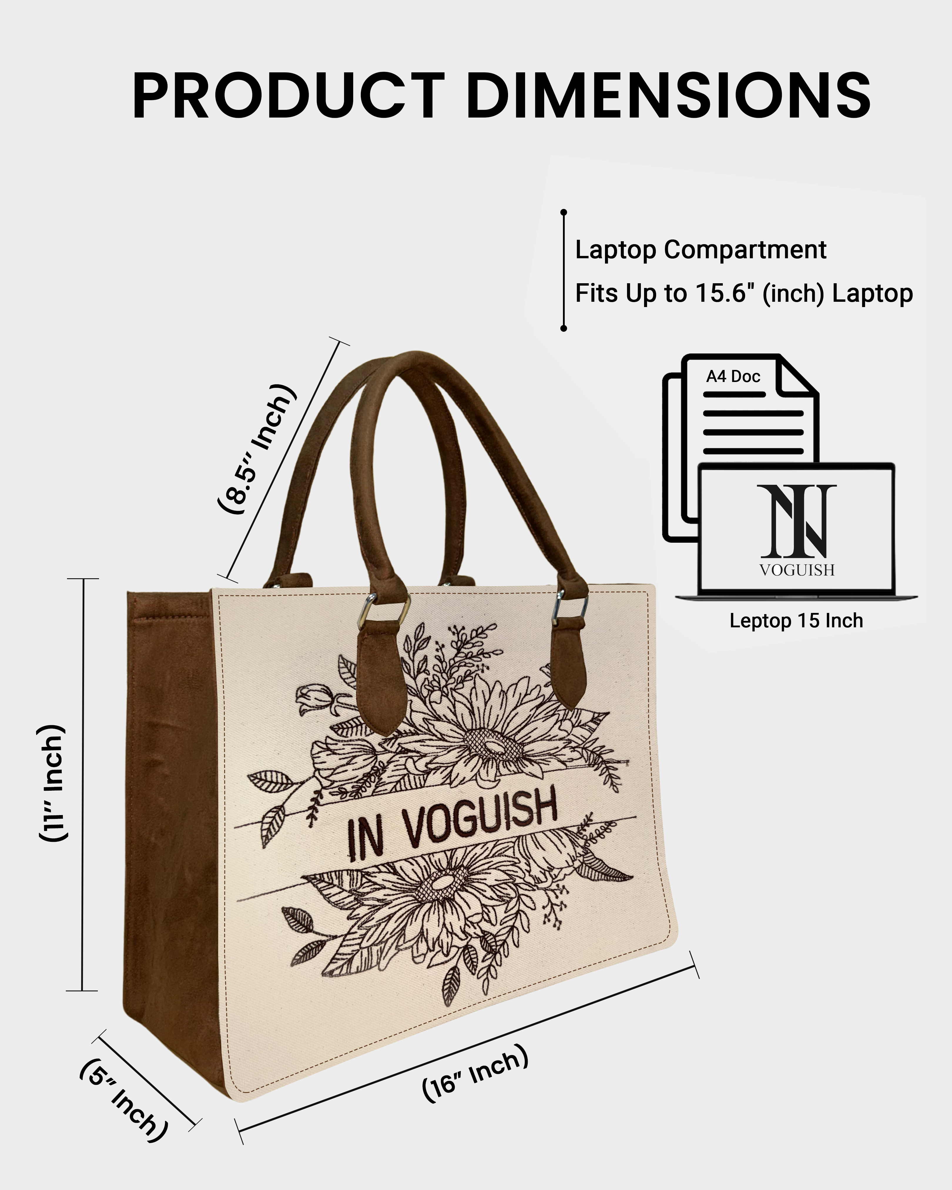 Floral Grace Customized Embroidered Tote Bag