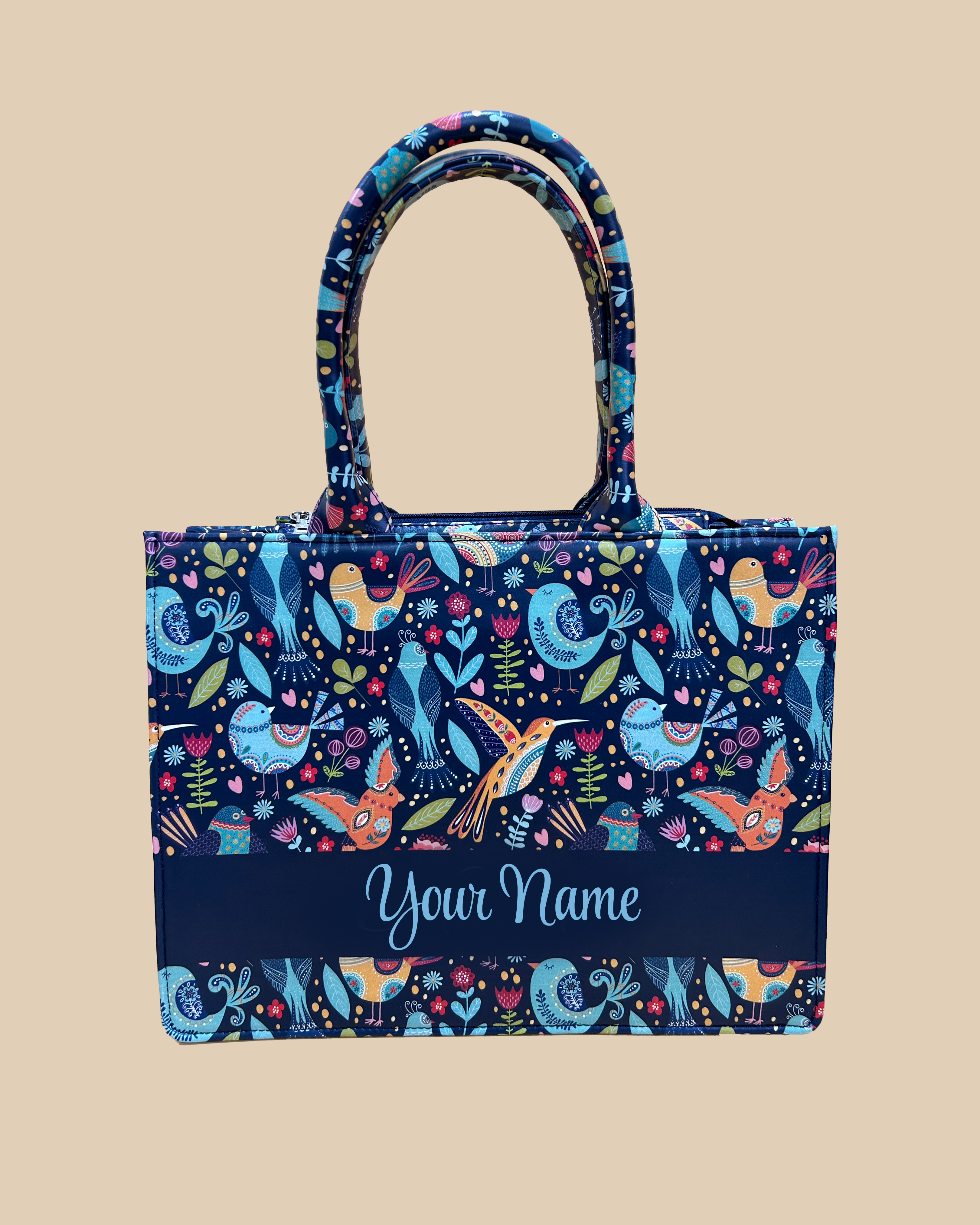 Customized Tote Bag Designed with Sparrow, Parrot And Fishes