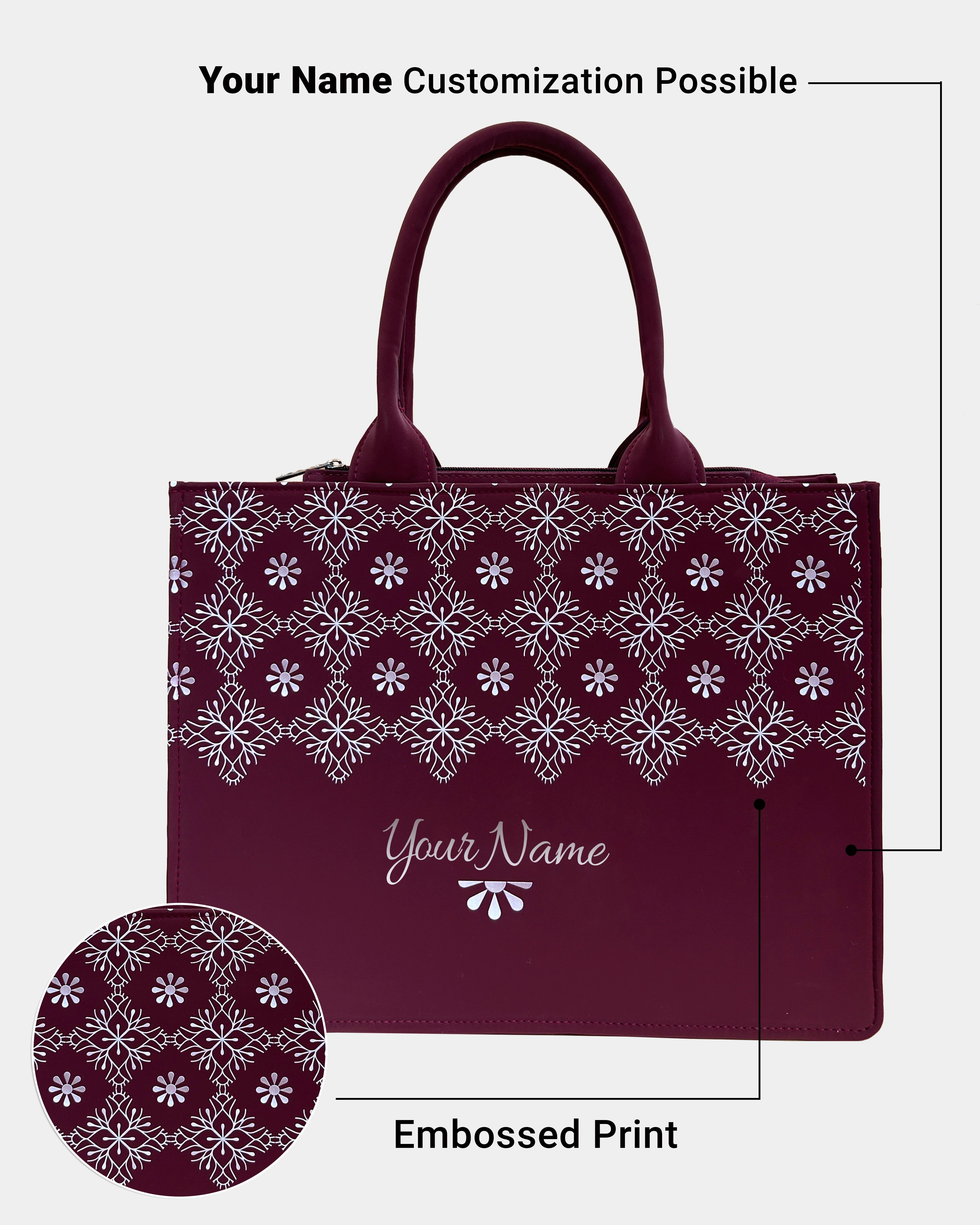 Cultural Wine Elegance Embossed Customized Tote Bag