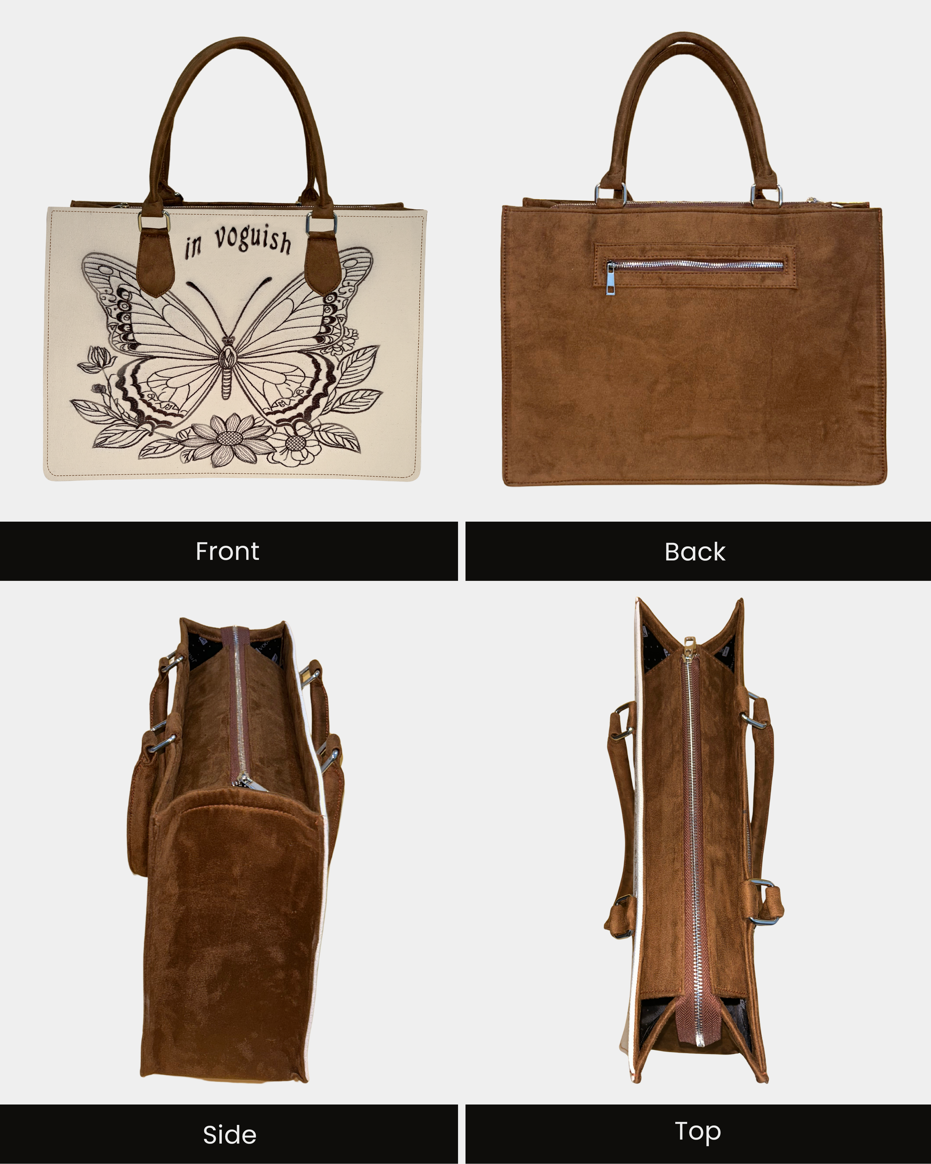 Butterfly Bloom Customized Embroidered Tote Bag