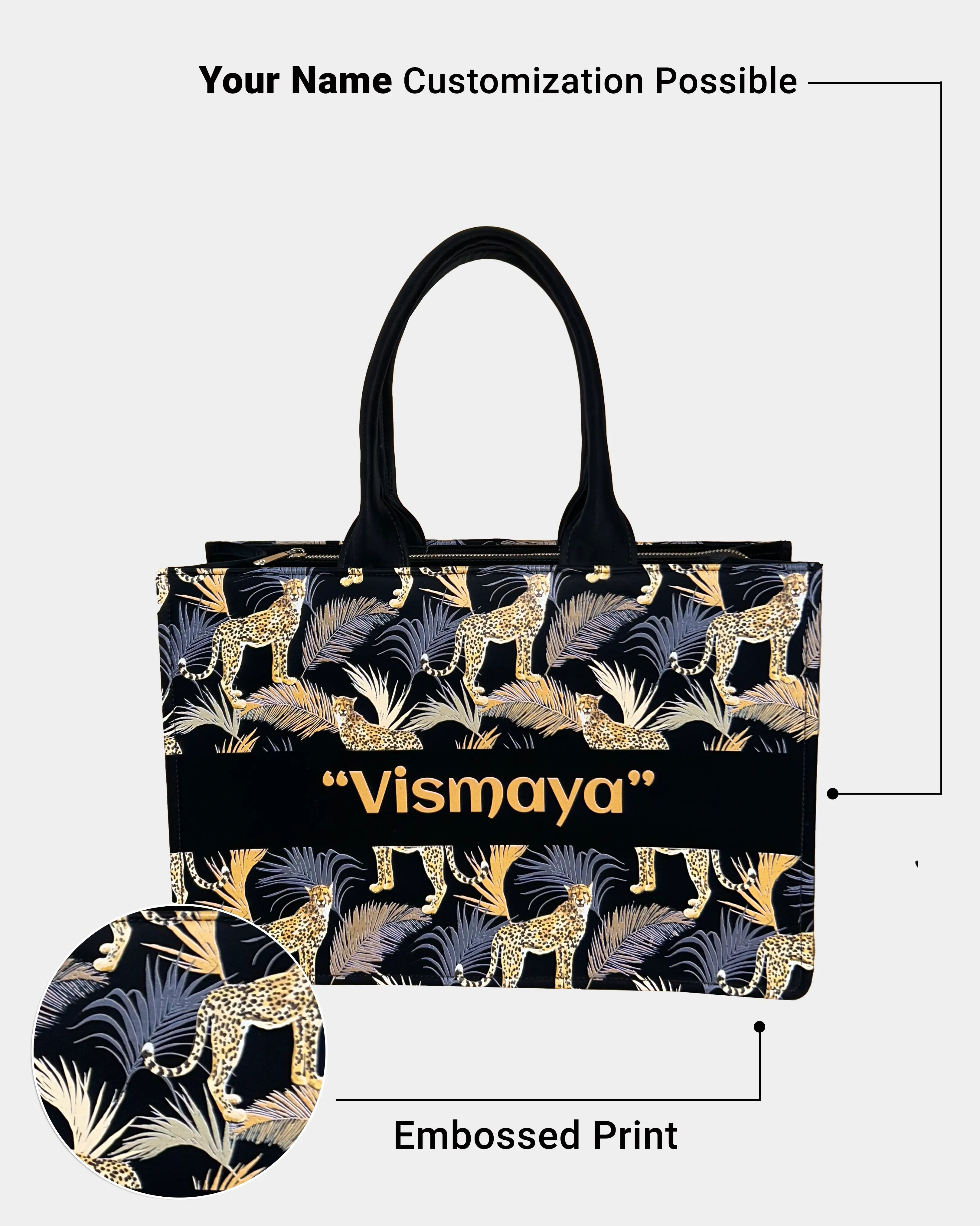 Customized Tote Bag Designed with Marine Pattern Background And Leopard Palms
