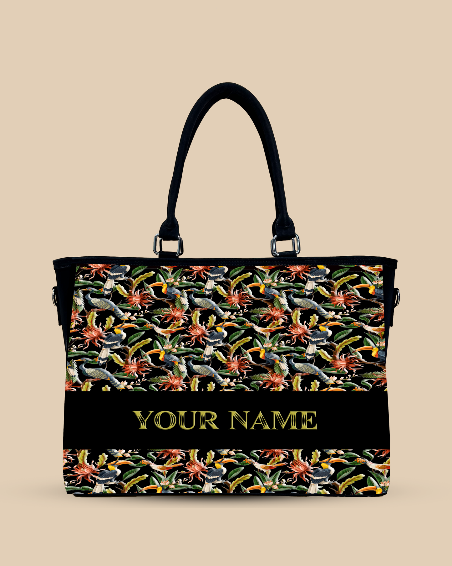 Hornbill, Carens Birds And Tropical Flowers Oversized Tote