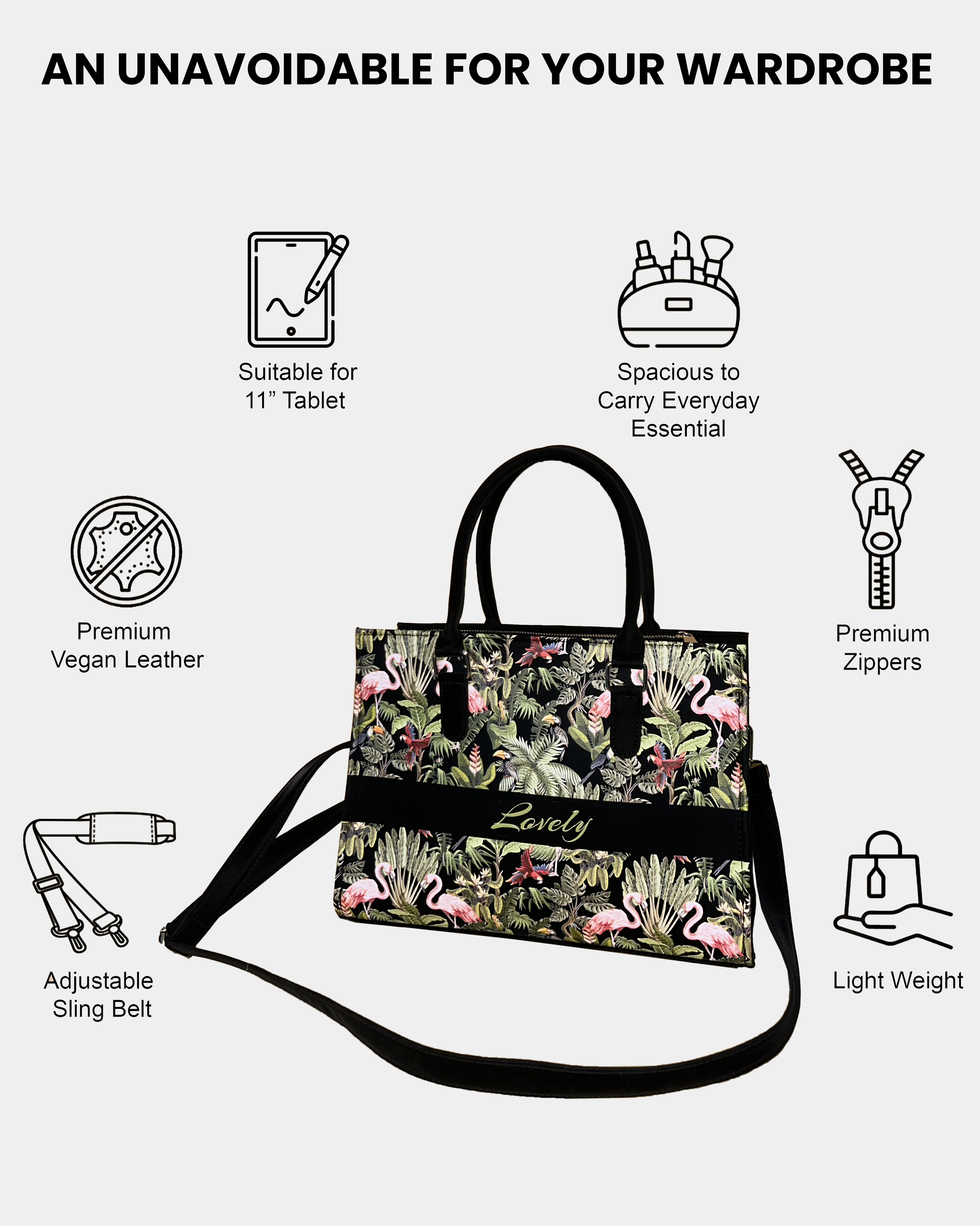 Flamingo And Colorful Parrot Designer Sling Tote