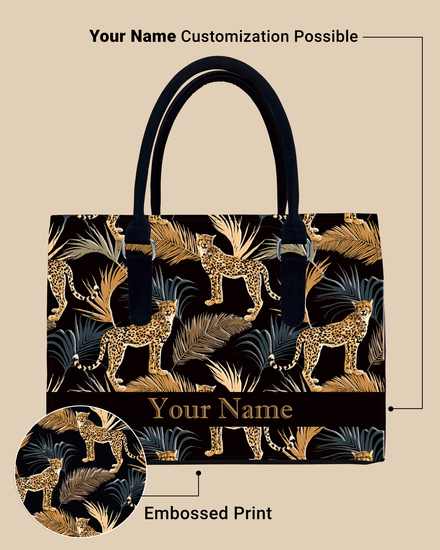 Marine Pattern Background And Leopard Palms Designer Sling Tote