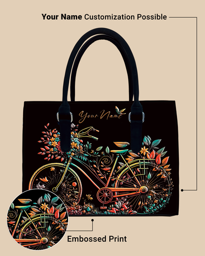 Growing Nature On Colorful Bicycle Designer Sling Tote