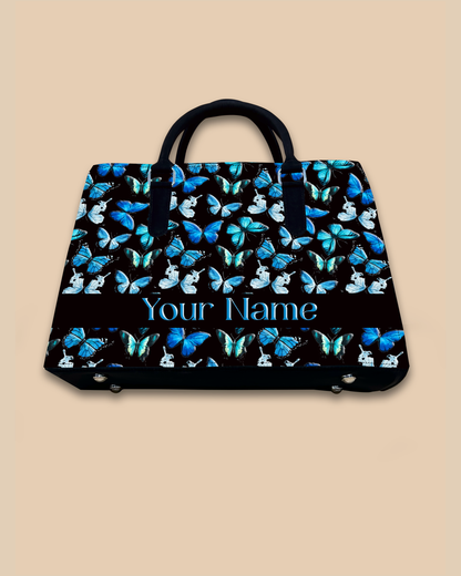 Blue Flying Butterflies Designer Sling Tote