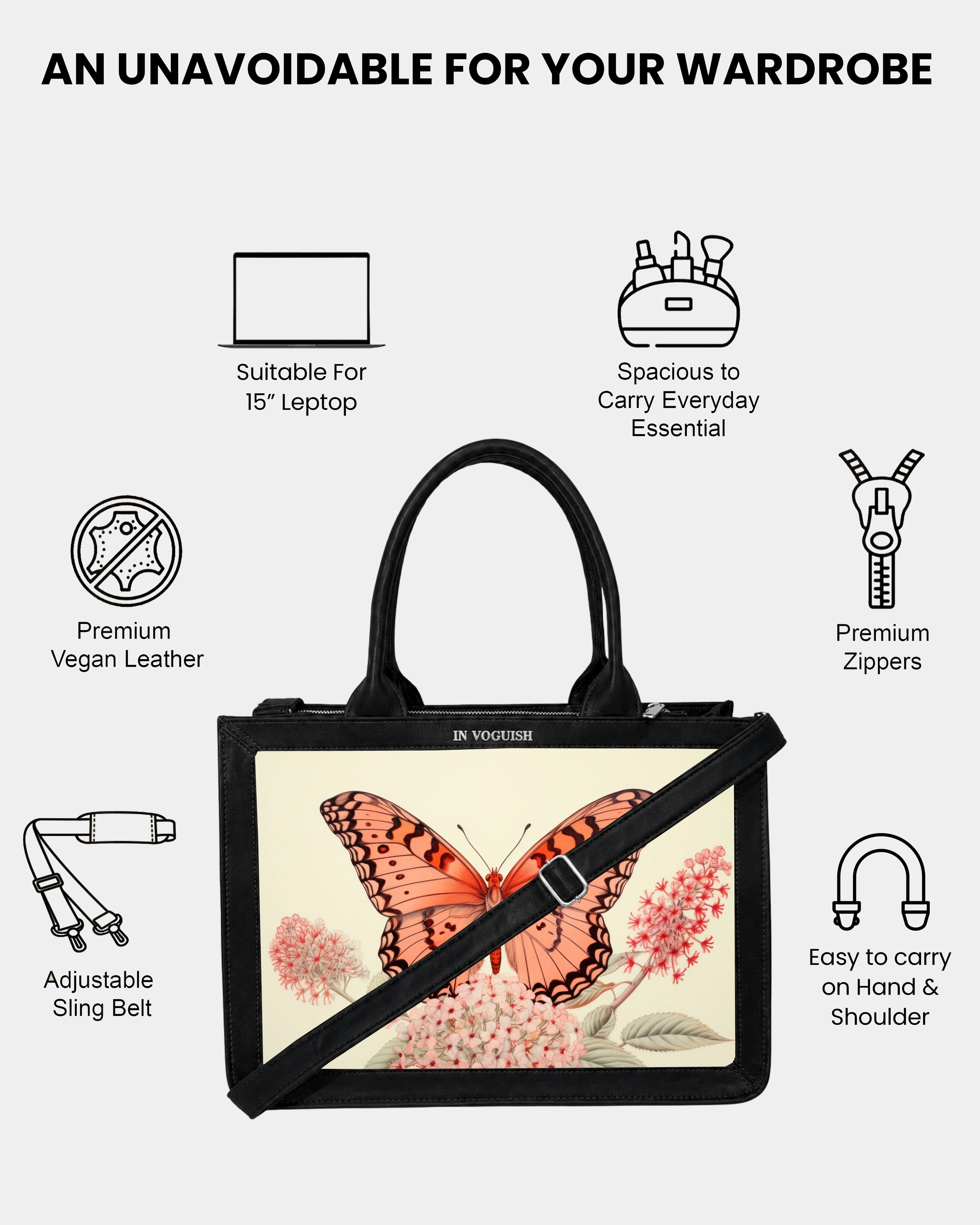 Voguish Butterfly Blossom Luxe Tote Bag
