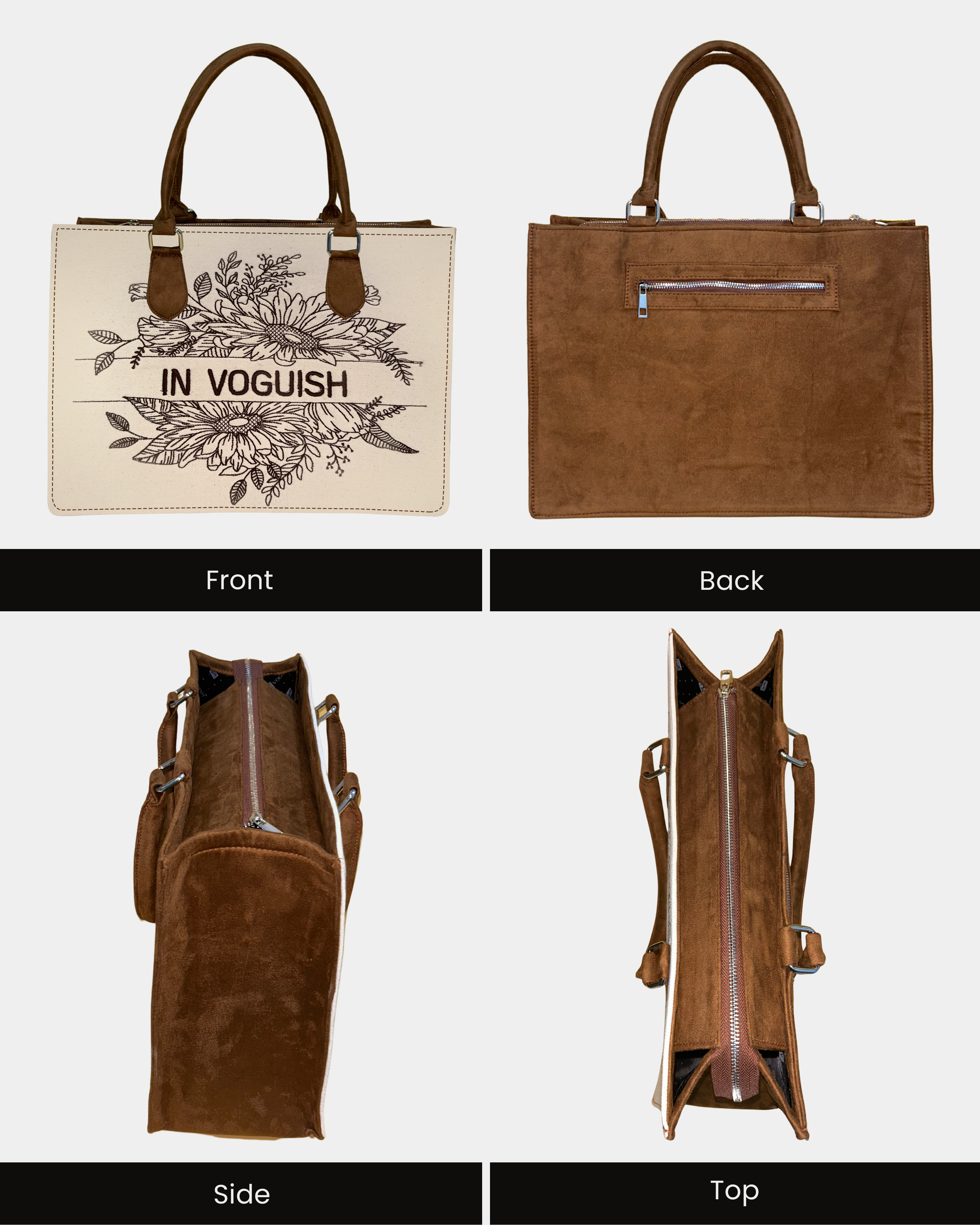 Floral Grace Customized Embroidered Tote Bag