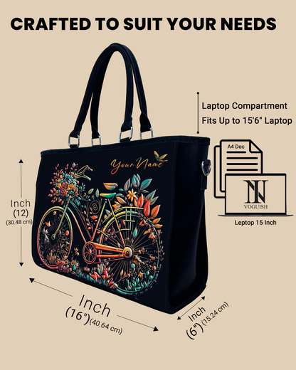Growing Nature On Colorful Bicycle Oversized Tote