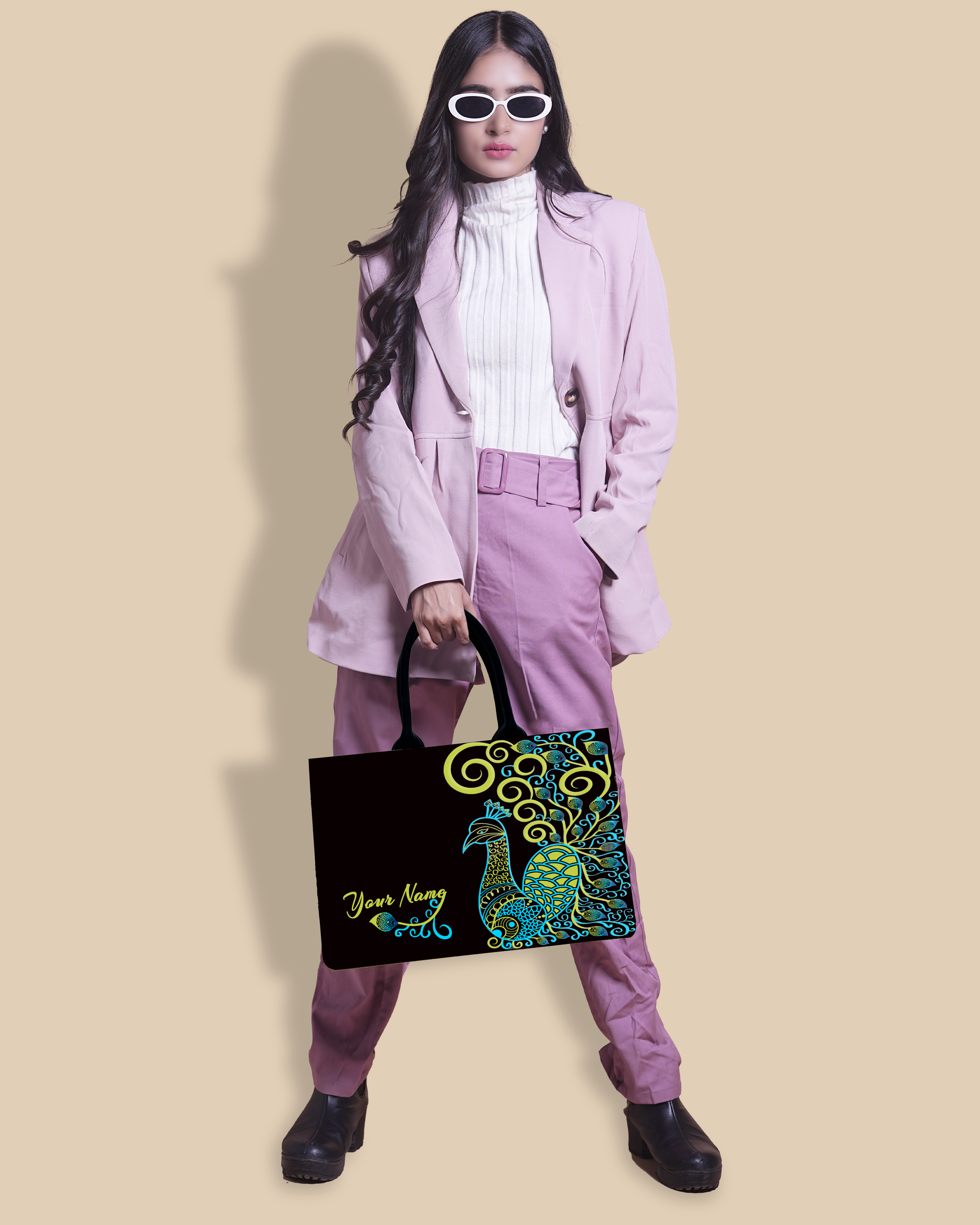 Customized Tote Bag Designed with Artistic mandala peacock