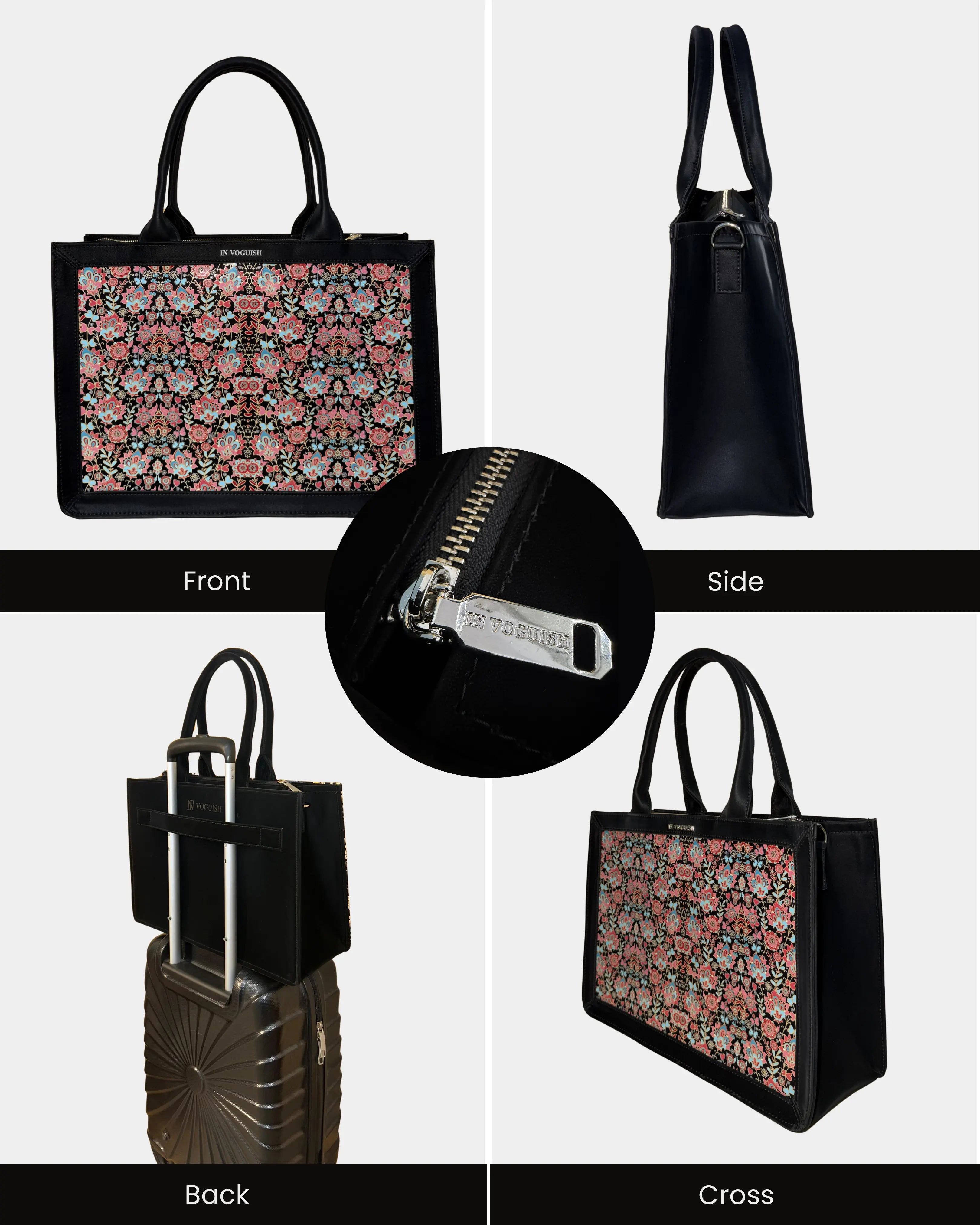 Voguish Floral Luxe 3D Embossed Tote Bag ā Premium Italian Vegan Leather