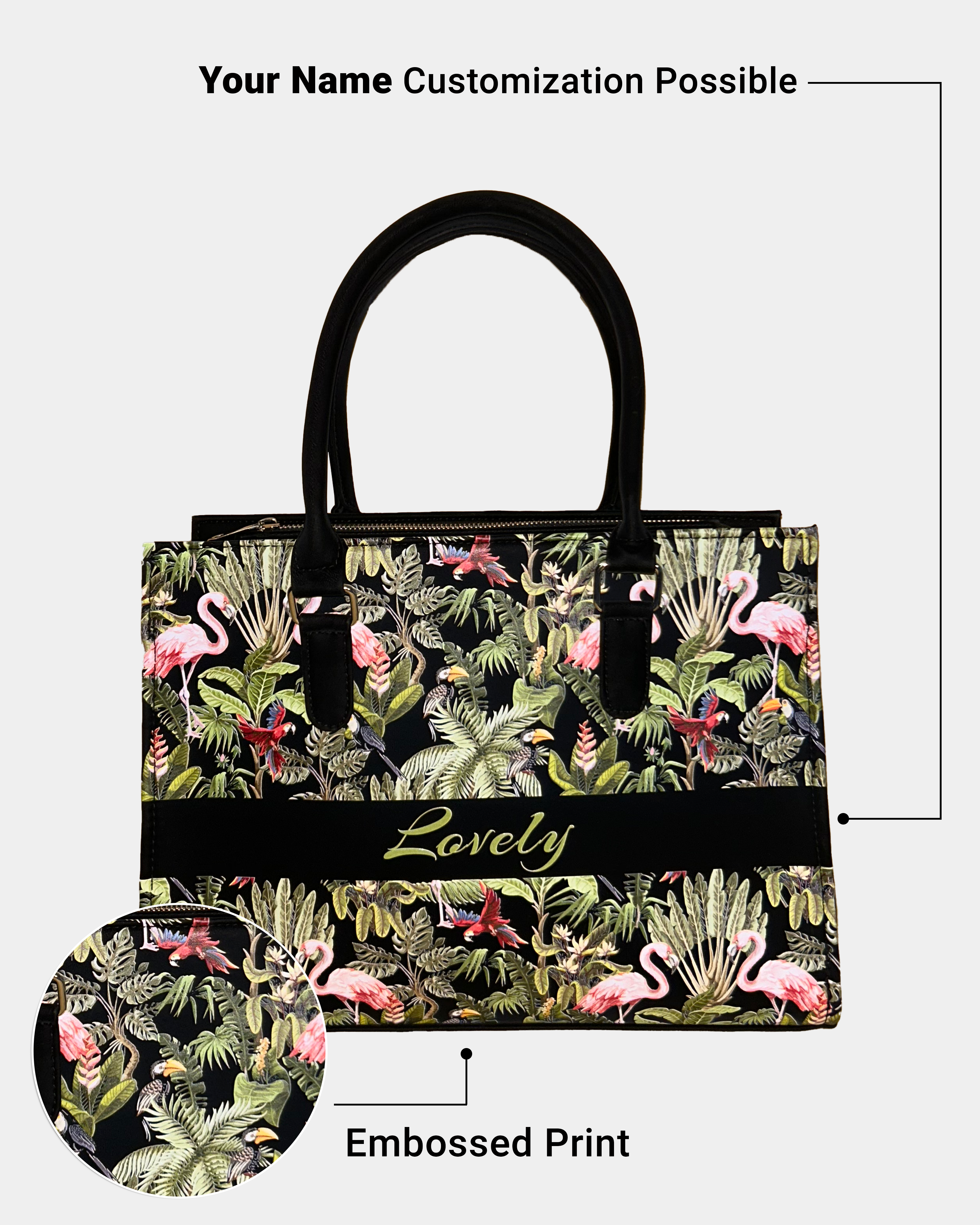 Flamingo And Colorful Parrot Designer Sling Tote