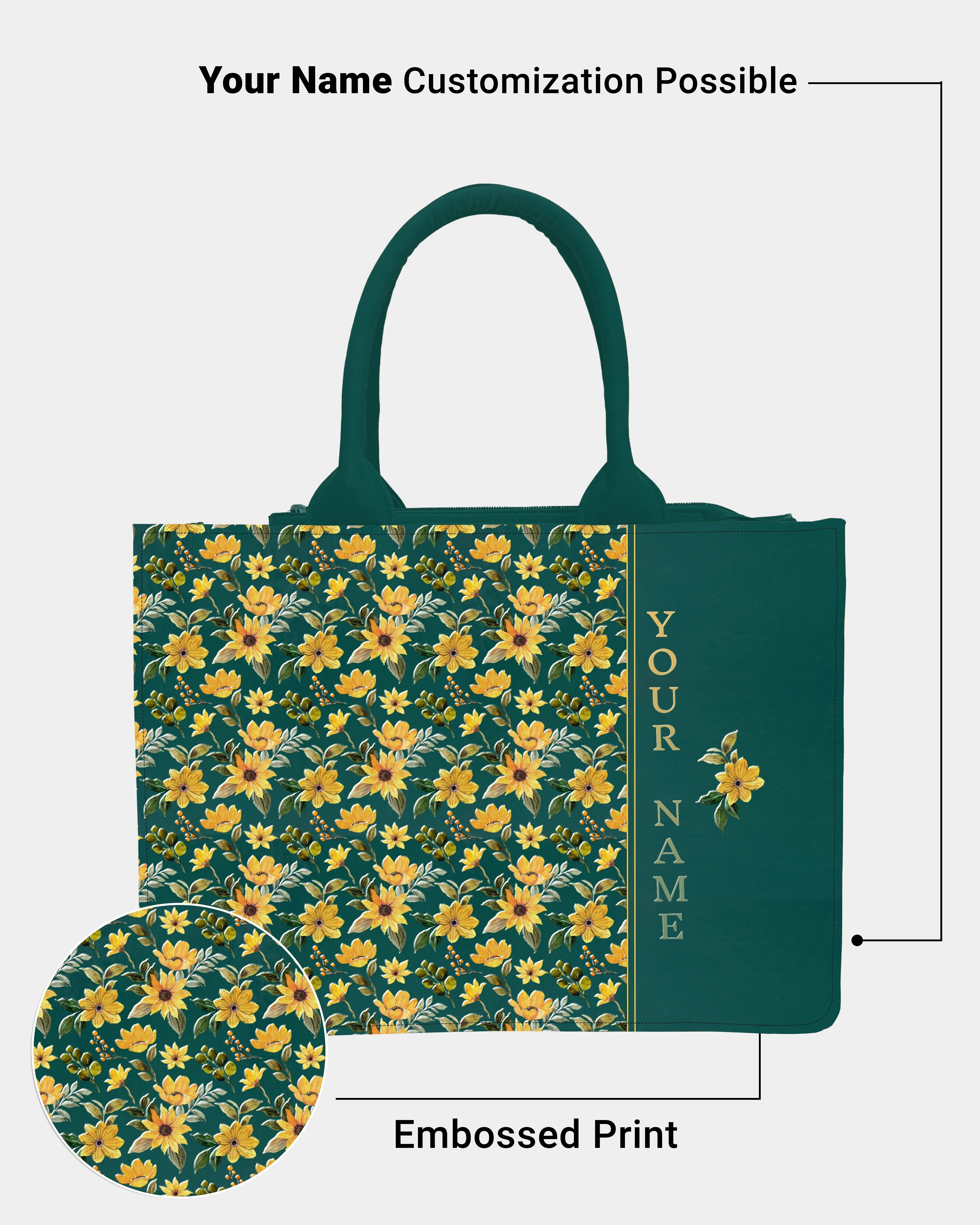 Marigold Sunburst Designer Embossed Customized Bag