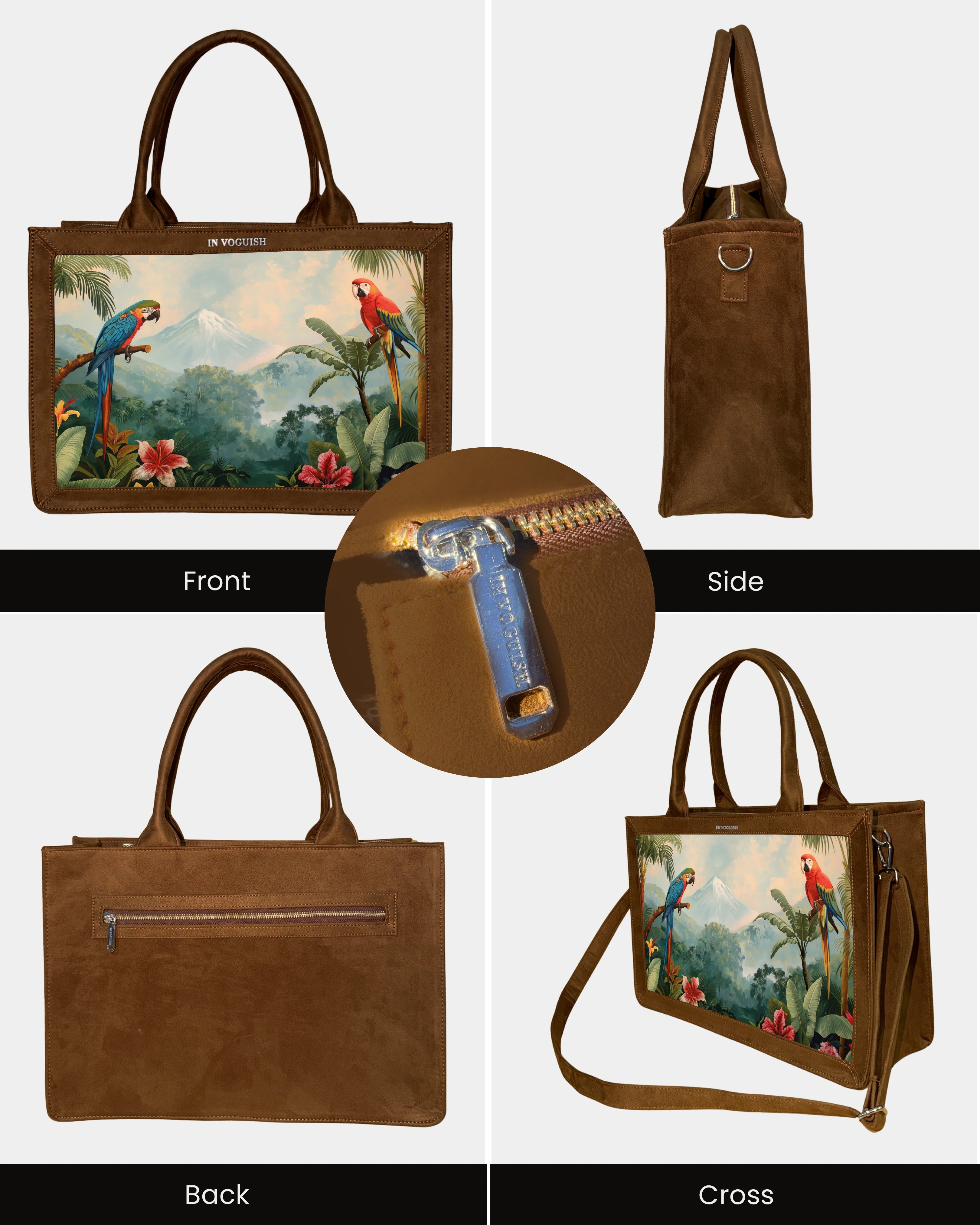Voguish Tropical Paradise Parrot Luxe Canvas Tote Bag