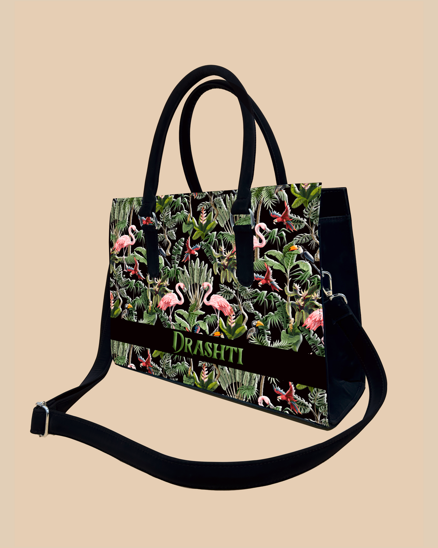 Flamingo And Colorful Parrot Designer Sling Tote