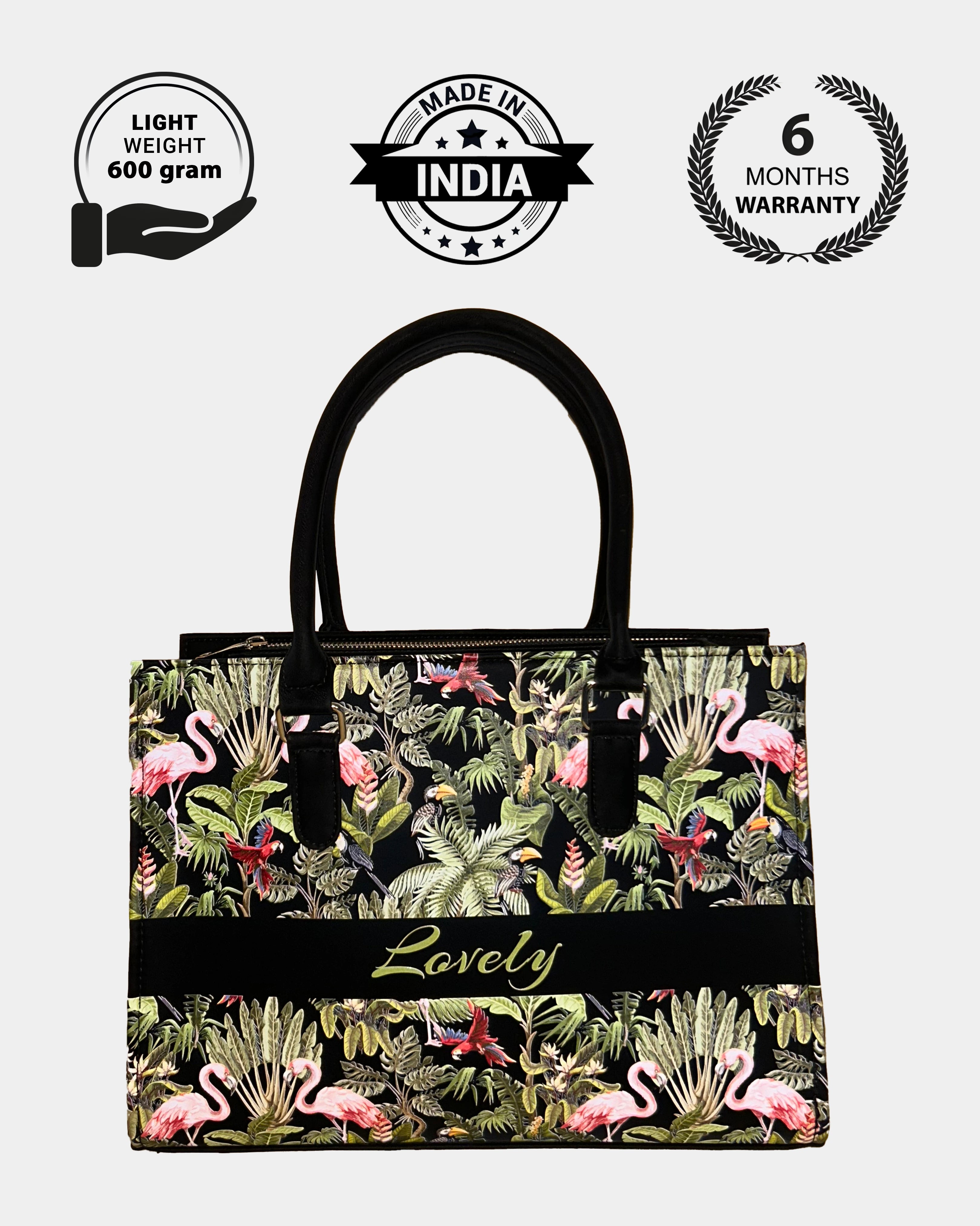 Flamingo And Colorful Parrot Designer Sling Tote