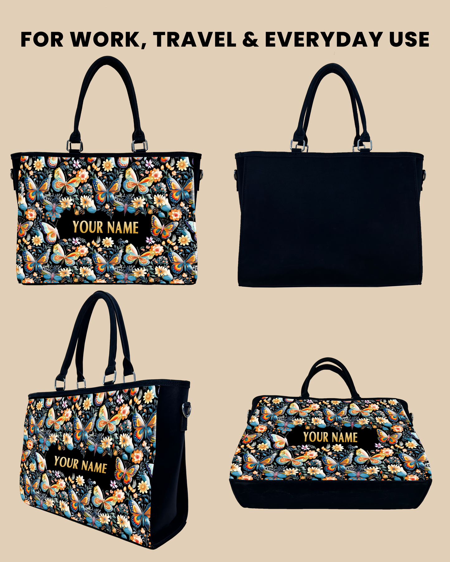 Blossom Colorful Butterflies Oversized Tote
