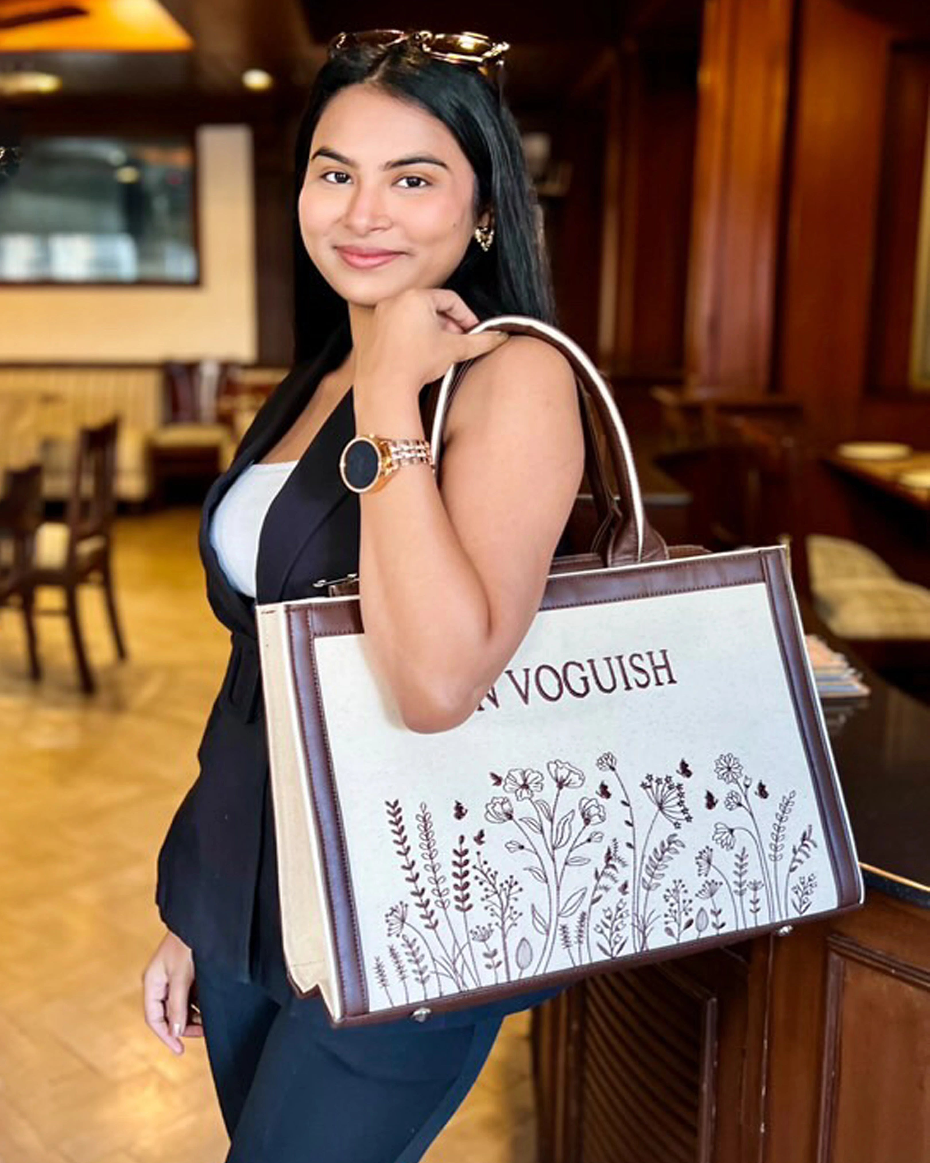 In Voguish Garden Whispers Embroidered Handbag