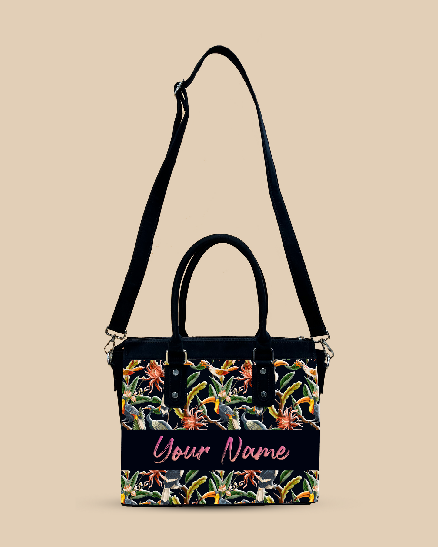 Aurelia Hornbill , Careens  Birds And Tropical Flowers Designer Sling Bag for Everyday Use