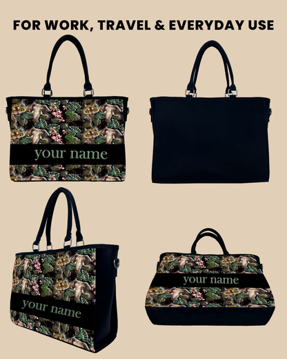 Palm Leaves, Tiger And Elephant Oversized Tote