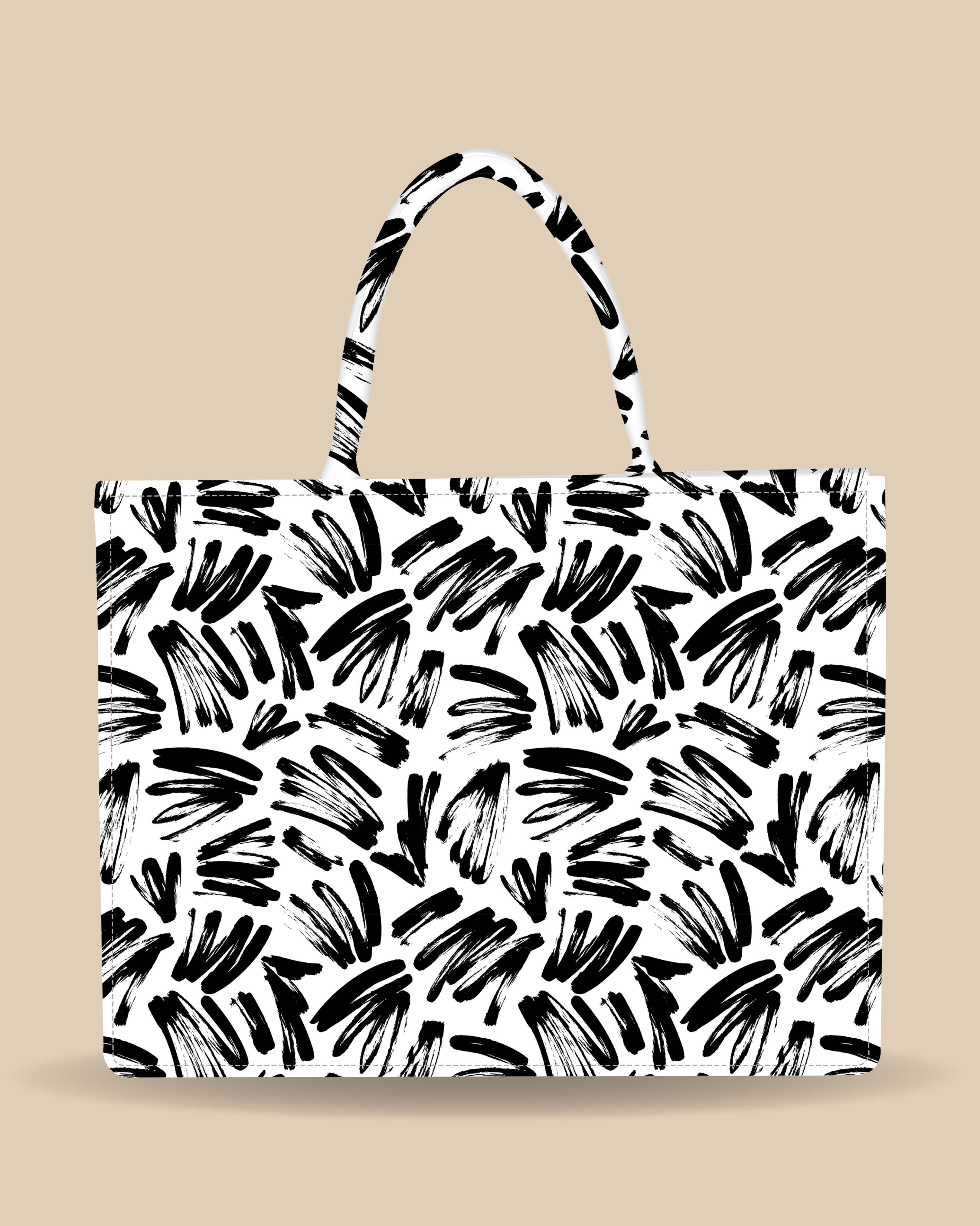 Customized Tote Bag Designed With Black Brushstrokes Pattern